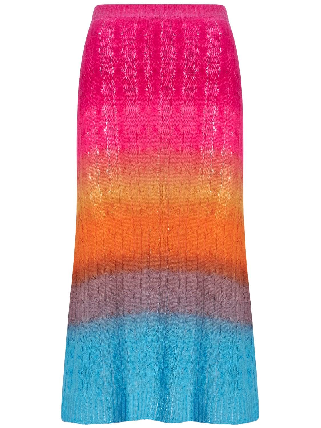 Shop Etro Multicolor Wool Knit Midi Skirt