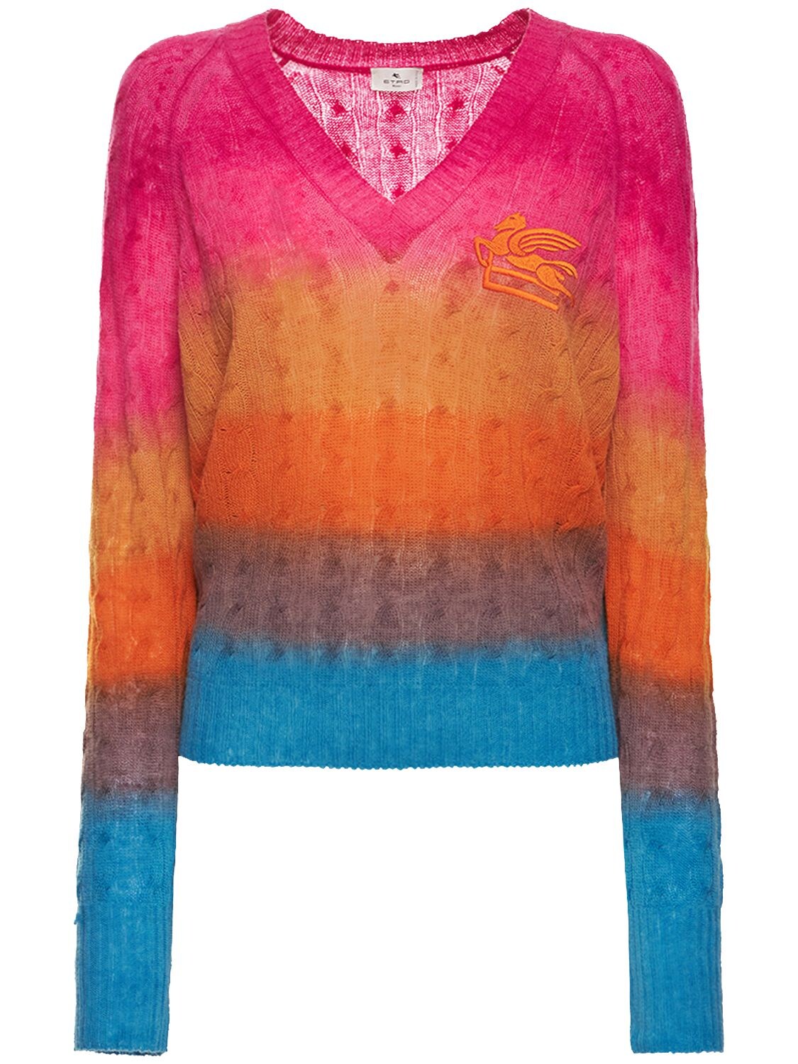 Multicolor Wool Knit V-neck Sweater – WOMEN > CLOTHING > KNITWEAR
