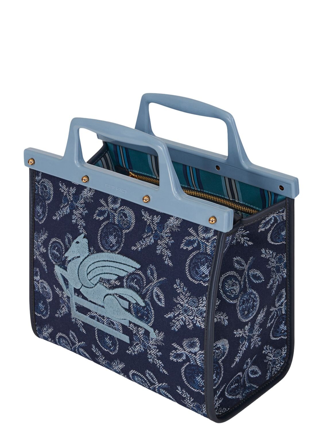 Shop Etro Mini Love Trotter Tote Bag In Blue