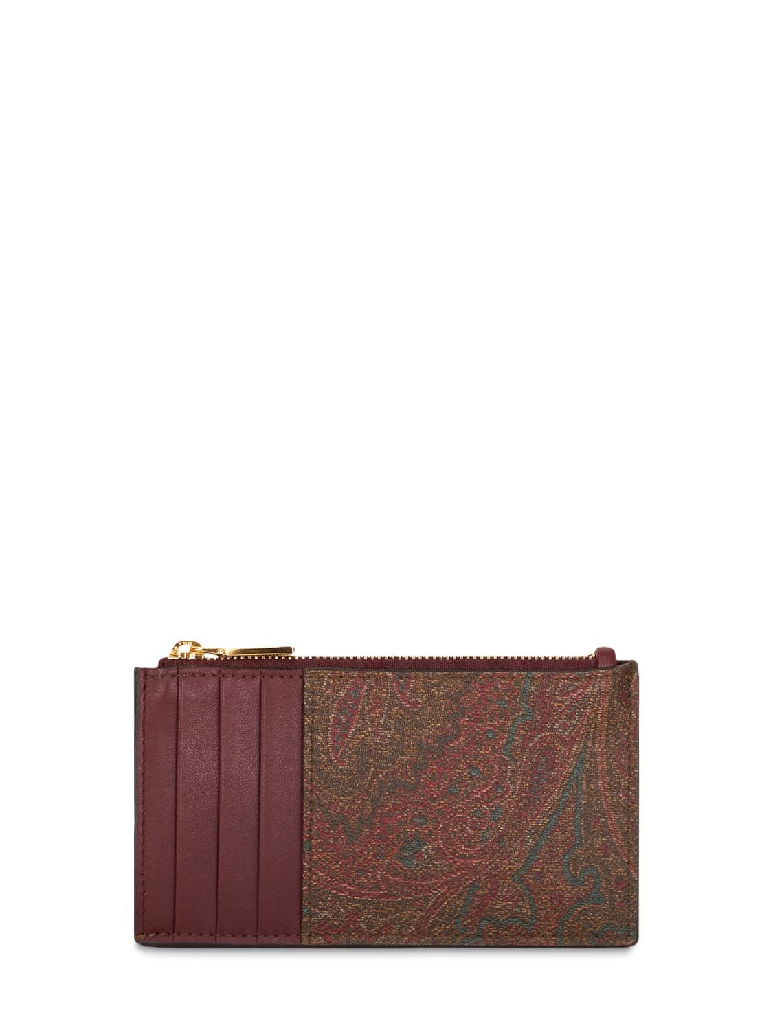 Shop Etro Leather Arnica Cardholder In Rosso