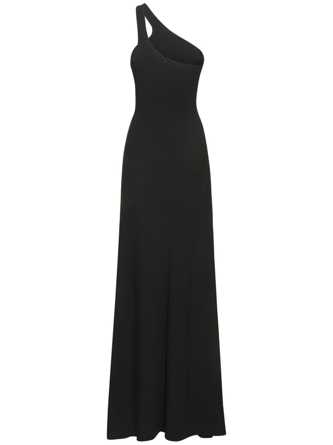 Shop Stella Mccartney One Shoulder Crepe Long Dress In Black