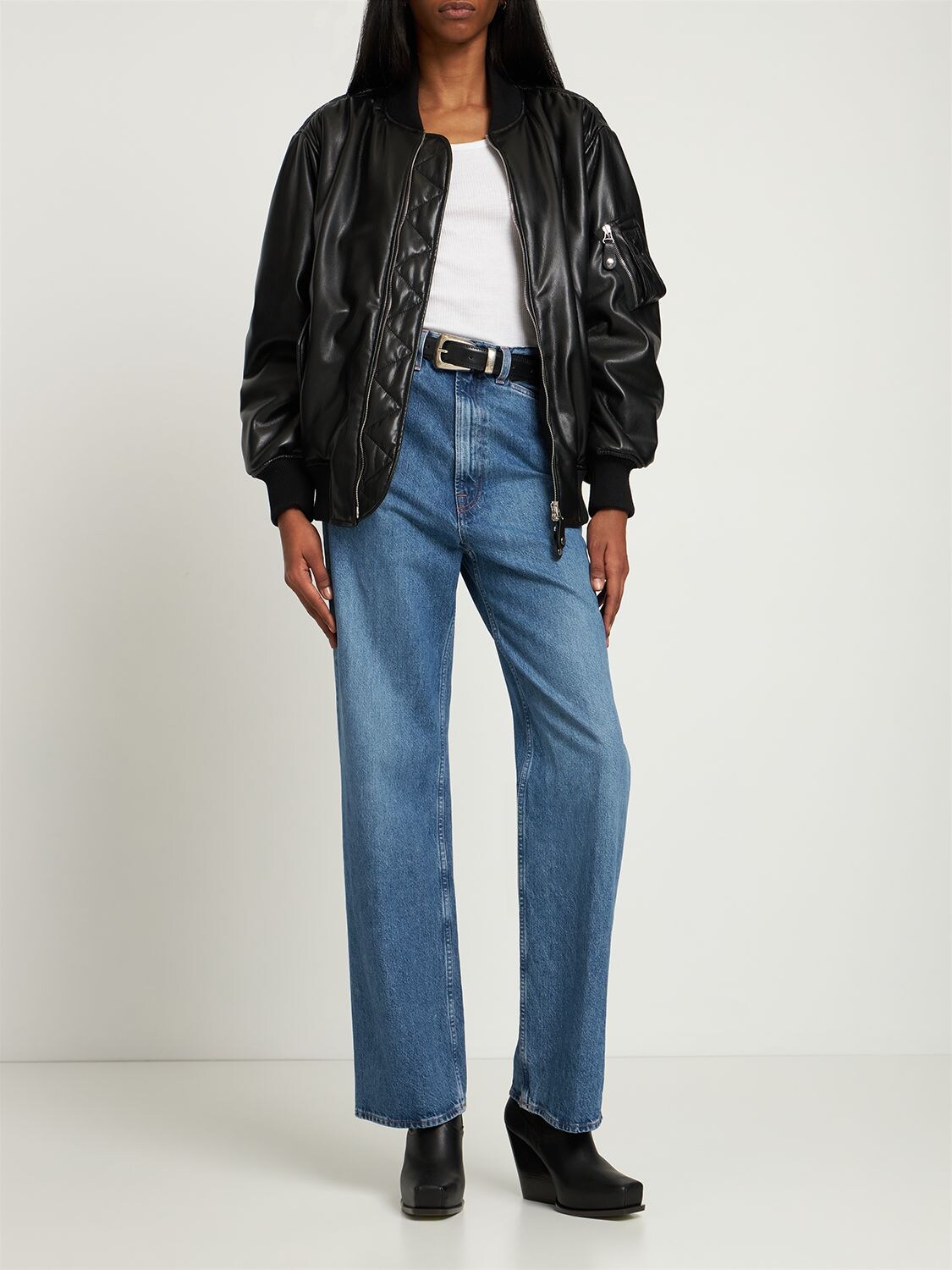 Stella McCartney Oversize Faux Leather Bomber Jacket