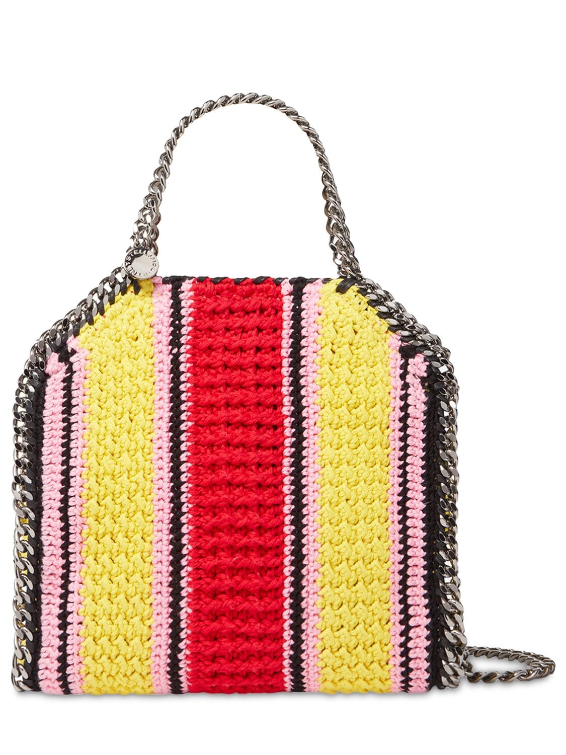 STELLA MCCARTNEY MINI STRIPED COTTON CROCHET TOTE BAG