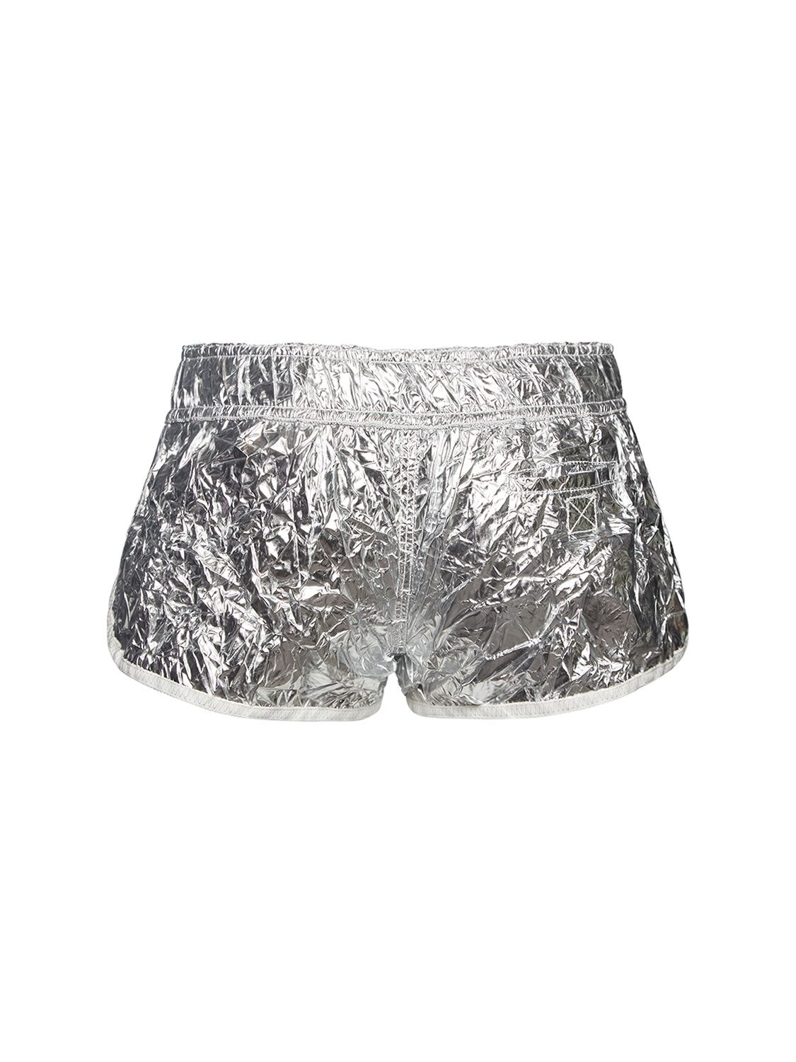 Tom Ford | Women Metalized Crinkled Running Shorts Silver 40