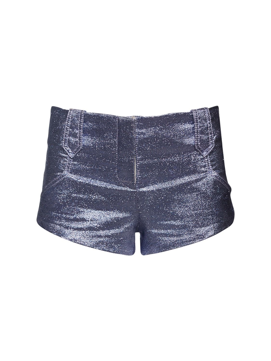 Tom Ford | Women Metalized Crinkled Running Shorts Silver 40