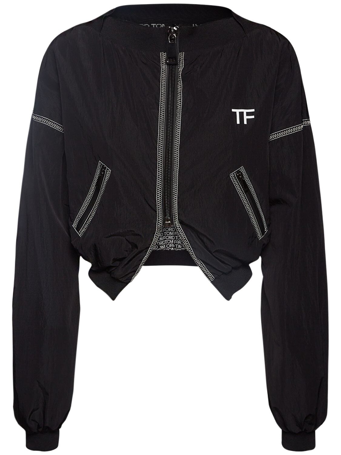 Tom Ford - Tech crinkled zip-up cropped jacket - Black | Luisaviaroma