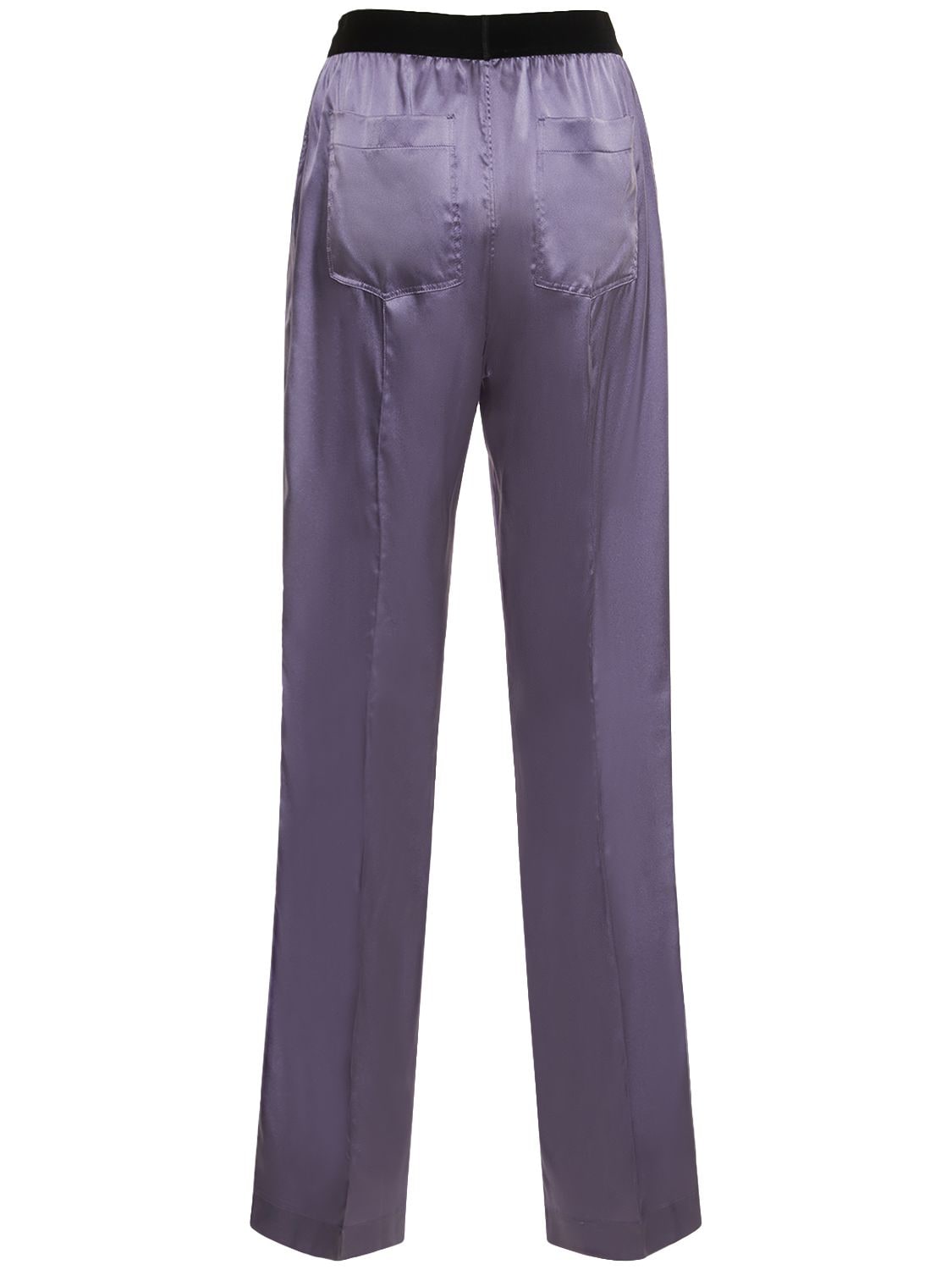 Shop Tom Ford Logo Silk Satin Pajama Pants In Lilac