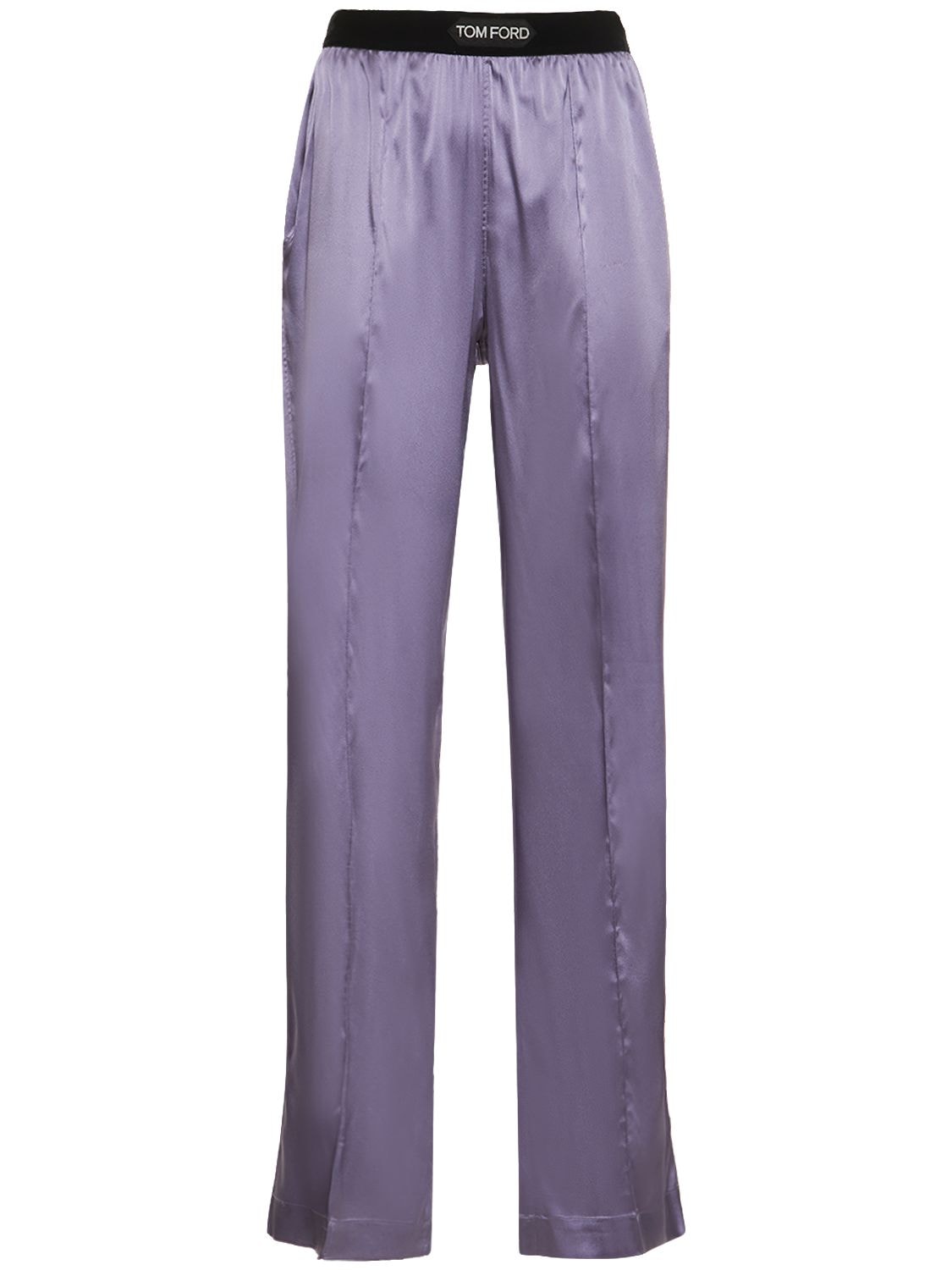 Tom Ford Logo Waistband Pajama Pants In Lilac