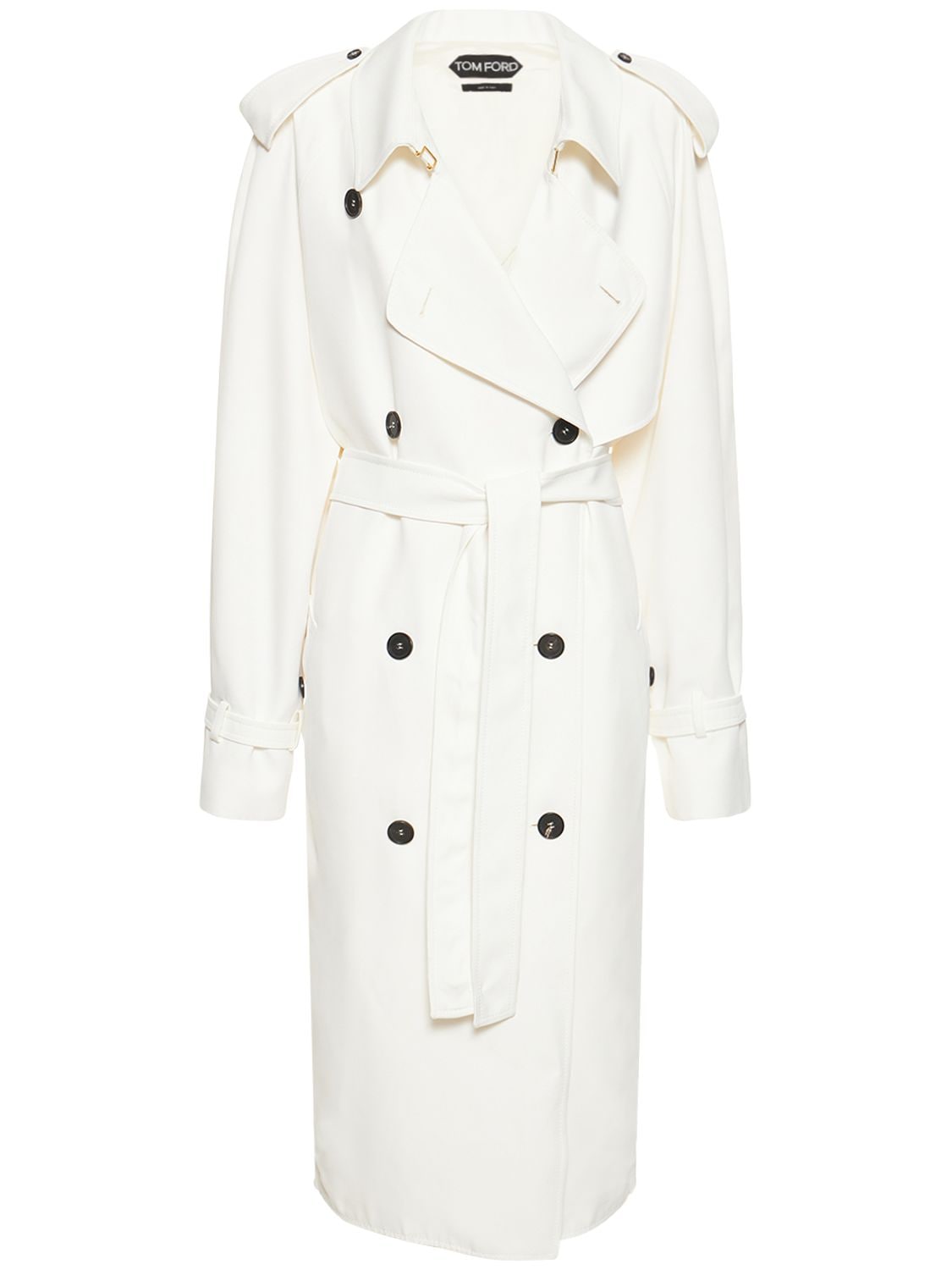 Tom Ford Fluid Twill Trench Coat In White