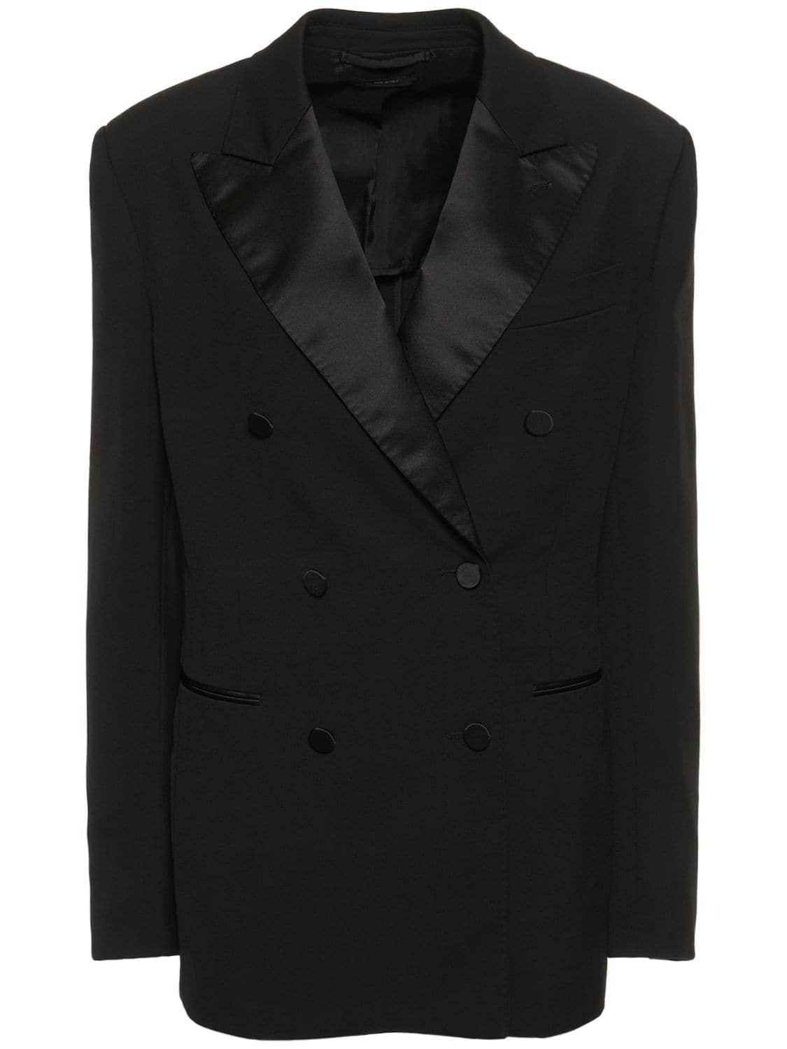 Tom Ford Grain De Poudre Wool Boyfriend Tuxedo Jacket In Black | ModeSens