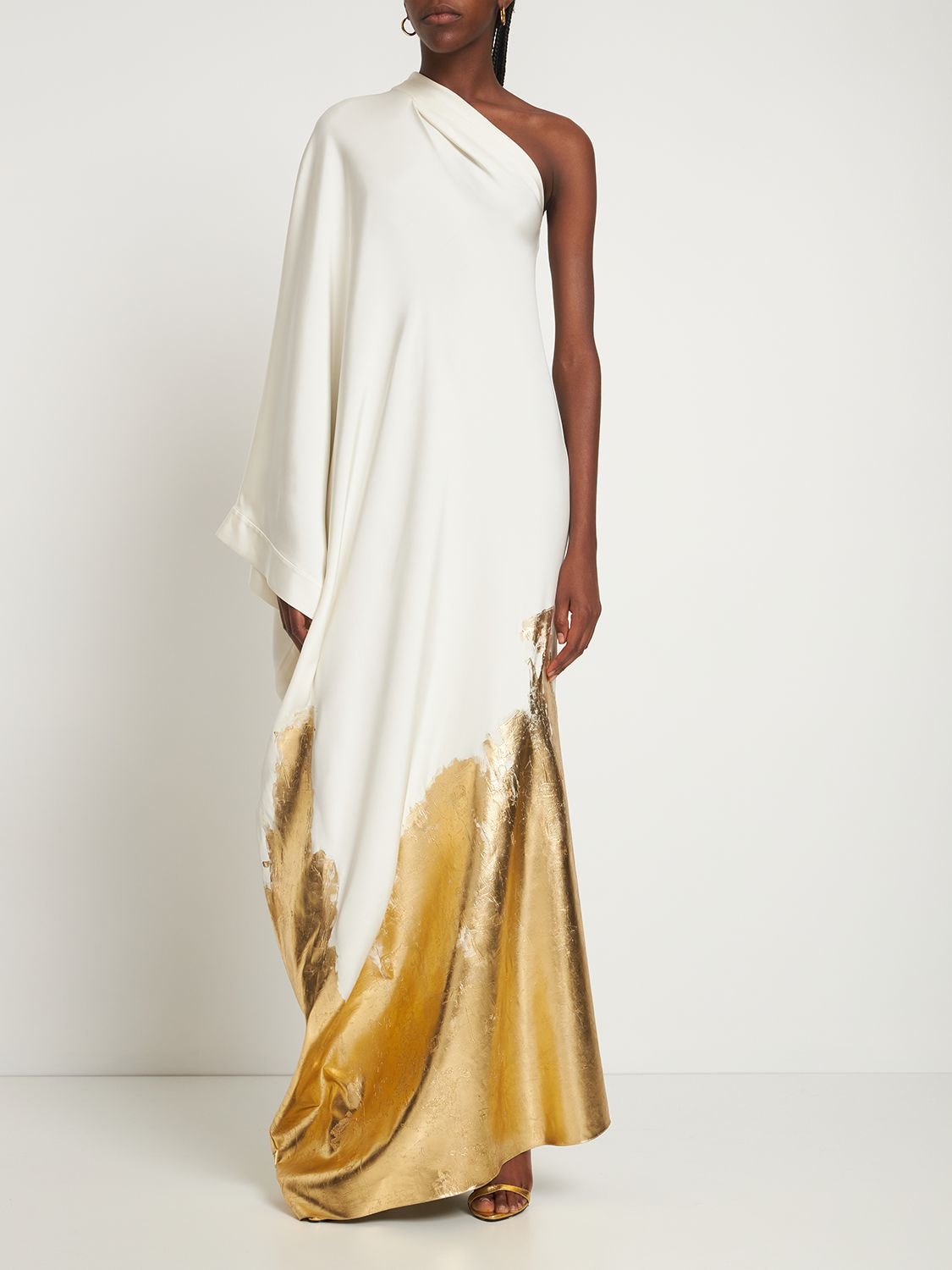 Shop Tom Ford One Shoulder Silk Marocaine Long Dress In Multicolor