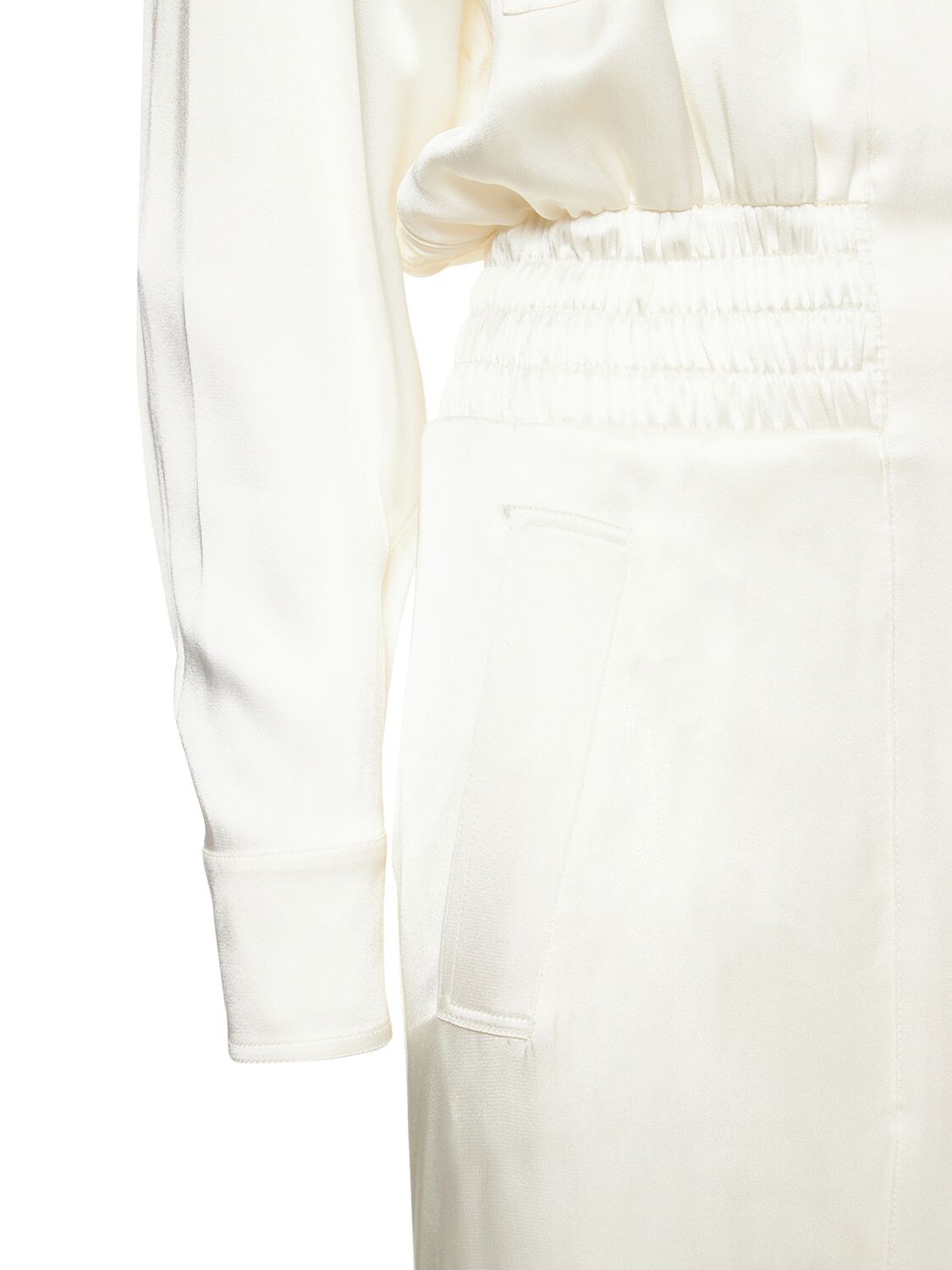 Shop Tom Ford Fluid Satin Trench Midi Dress In White