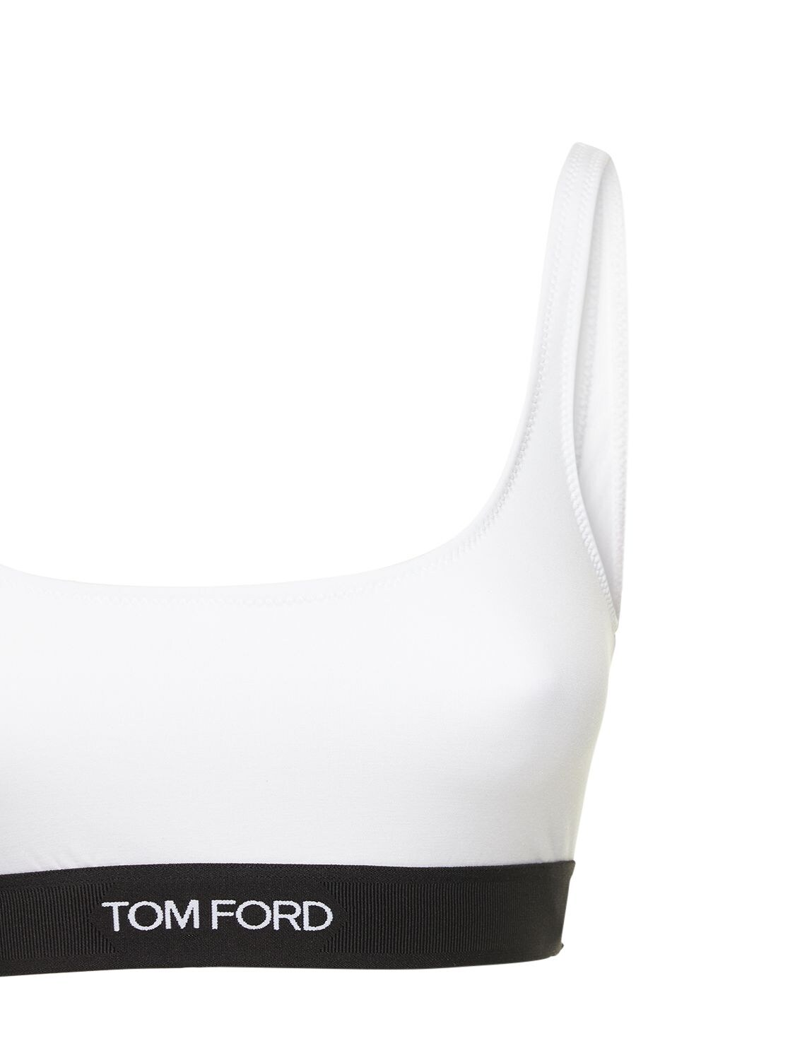 Shop Tom Ford Logo Modal Jersey Bra Top In White