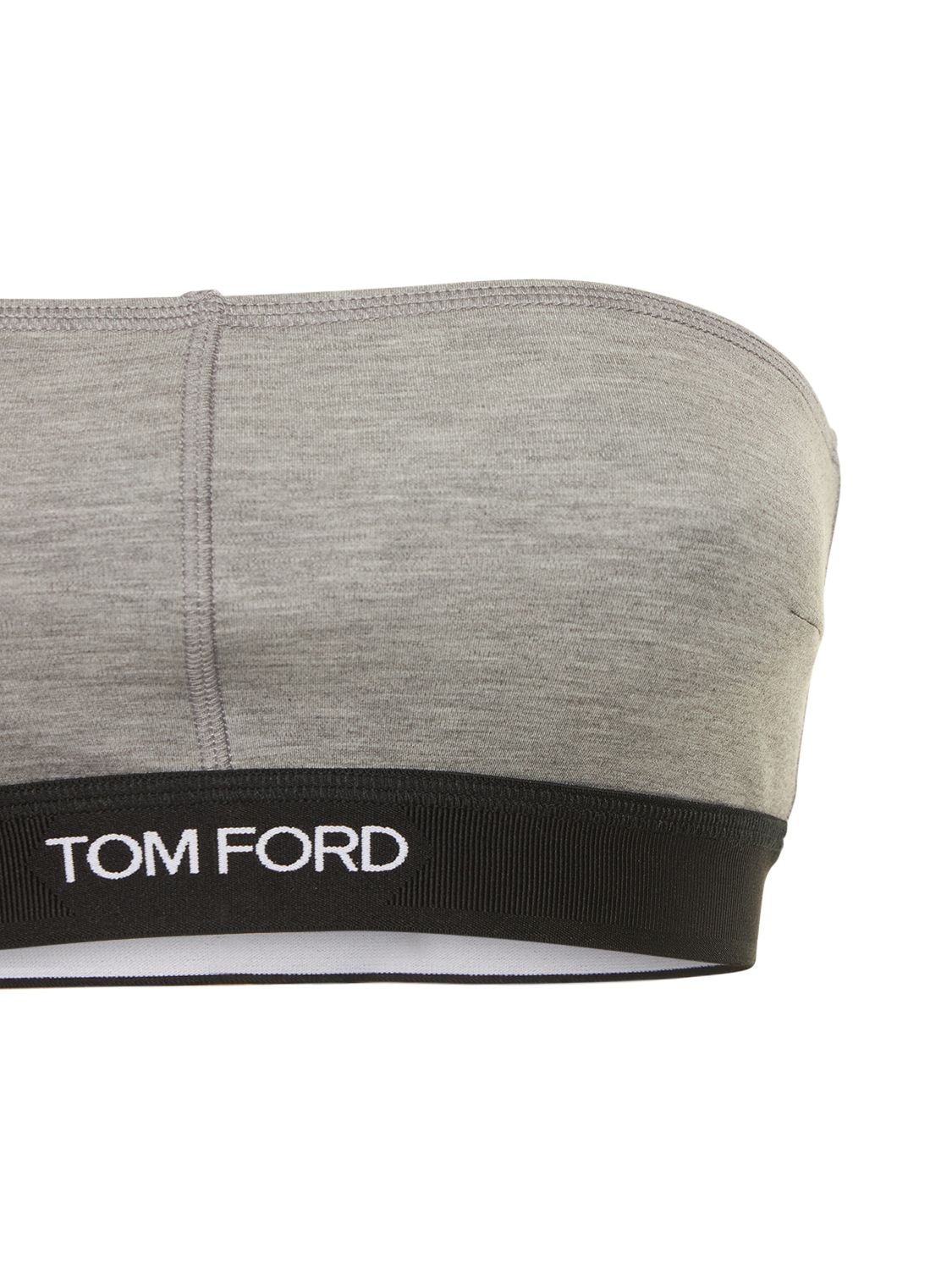 Shop Tom Ford Modal Jersey Bandeau Bra In Grey