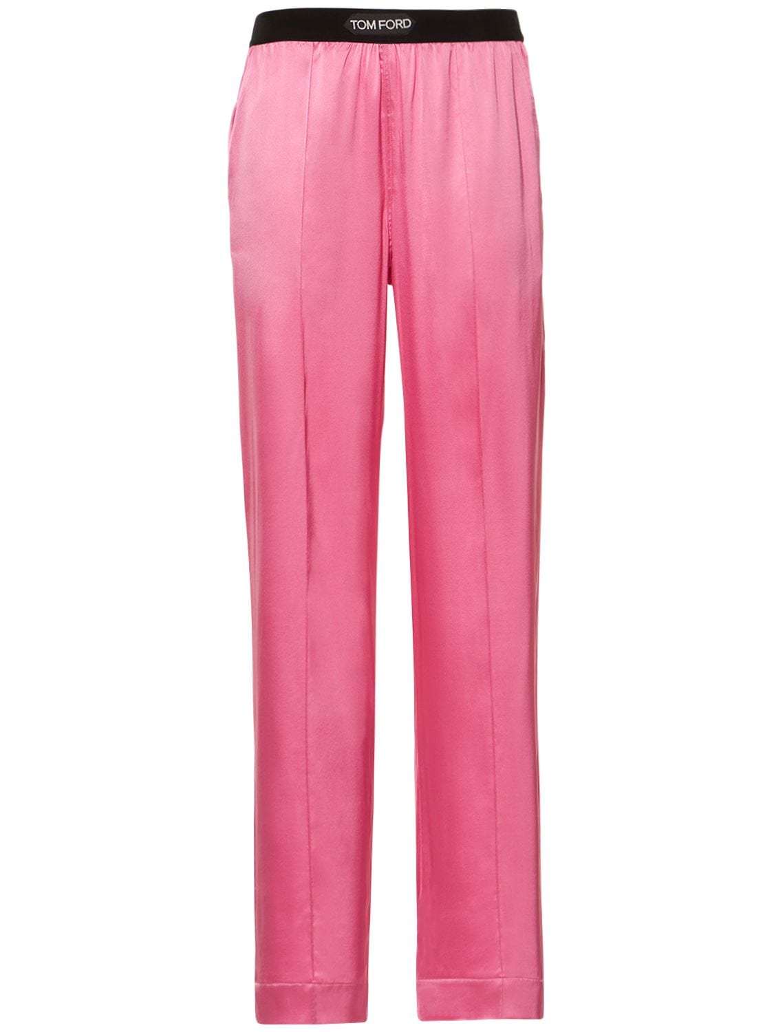 Shop Tom Ford Logo Silk Satin Pajama Pants In Pink