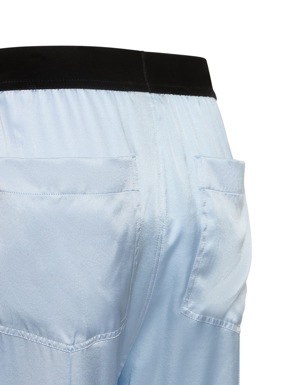 Shop Tom Ford Logo Silk Satin Pajama Pants In Light Blue