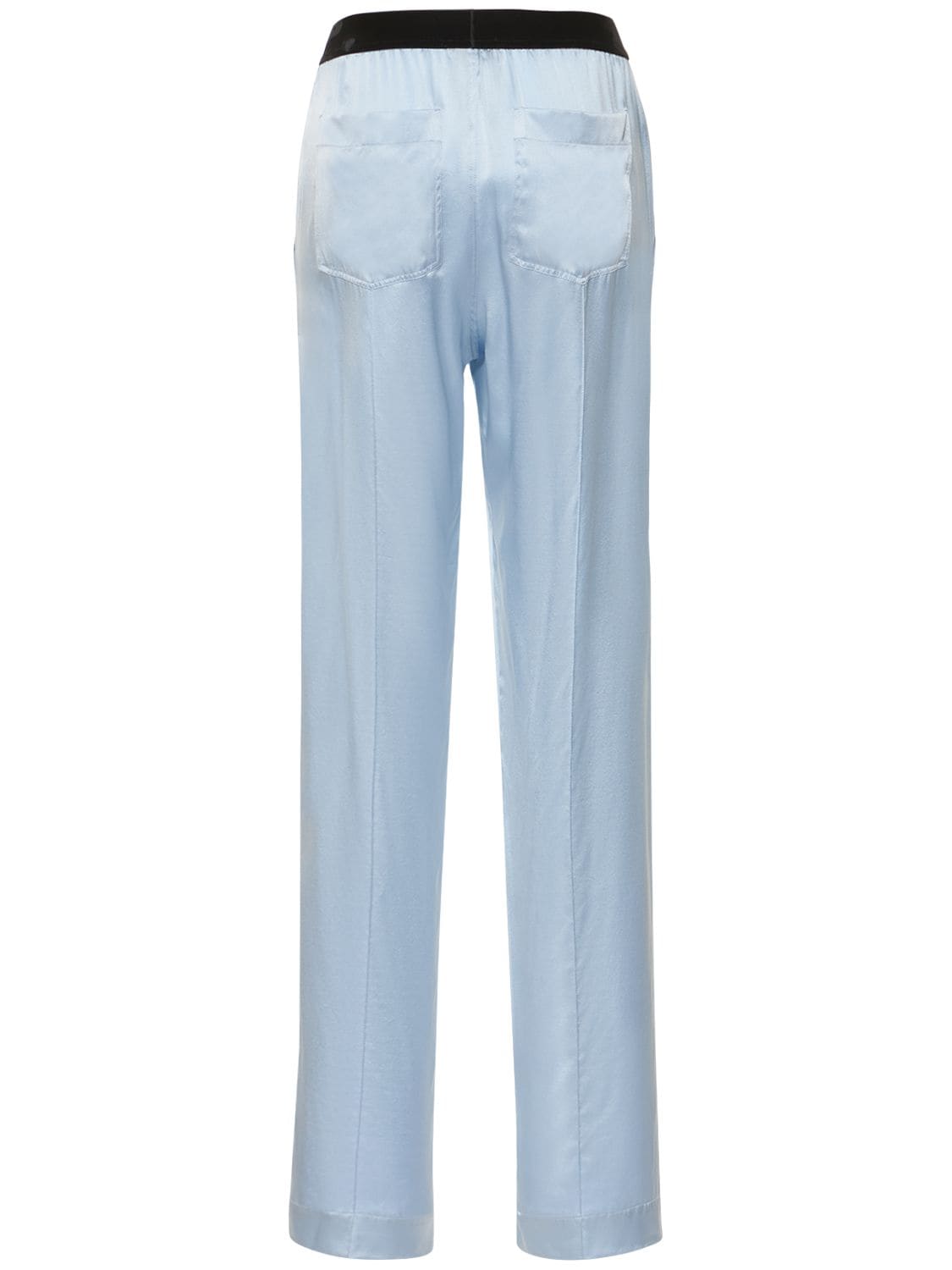 Shop Tom Ford Logo Silk Satin Pajama Pants In Light Blue
