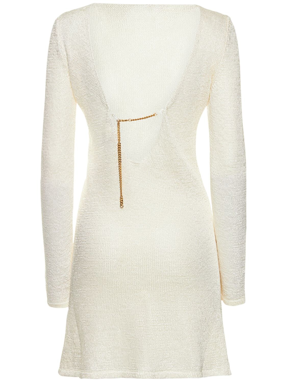 Tom Ford Open Back Knit Mini Dress W/ Chain In White | ModeSens