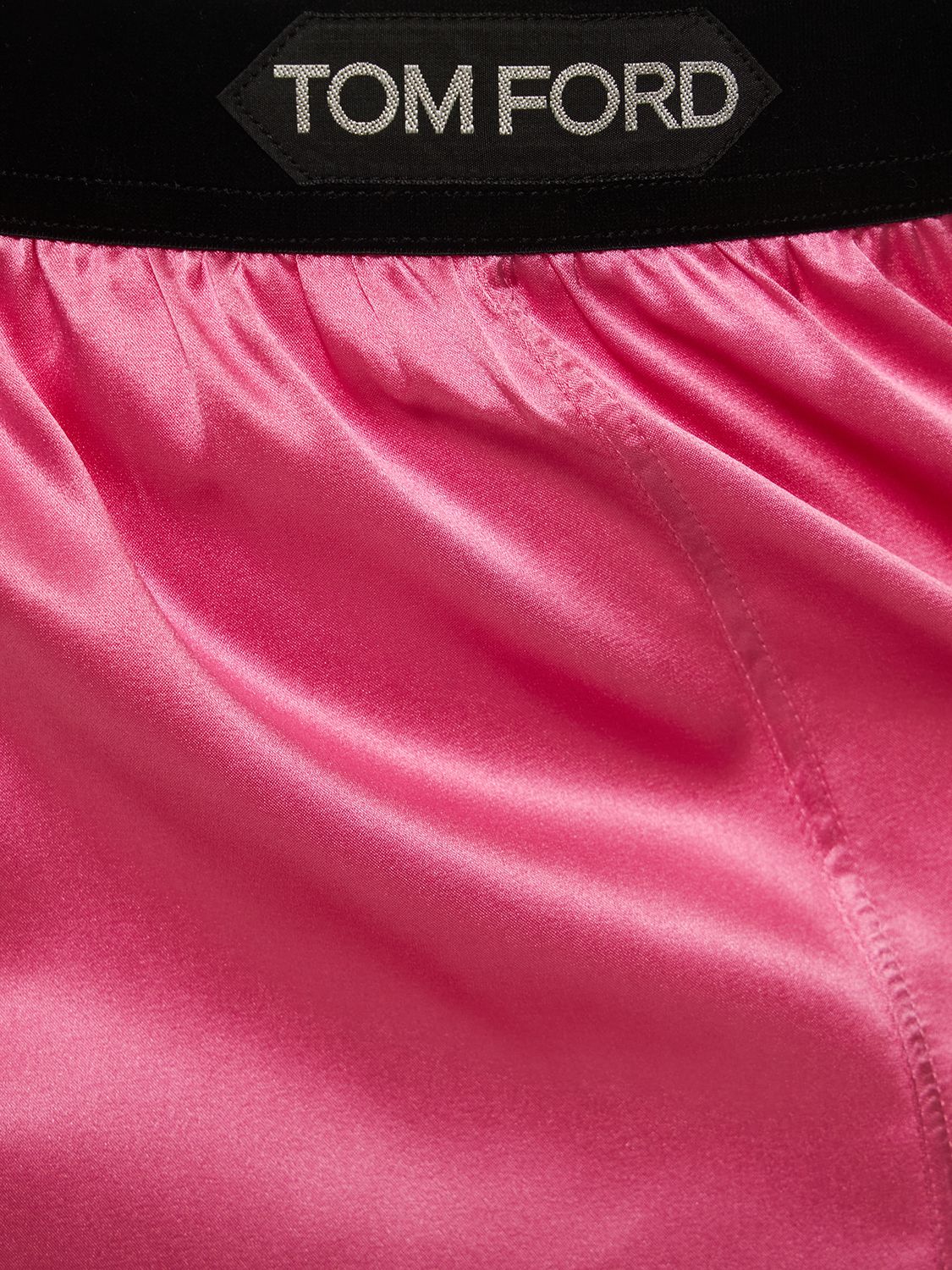 Shop Tom Ford Logo Silk Satin Mini Shorts In Pink