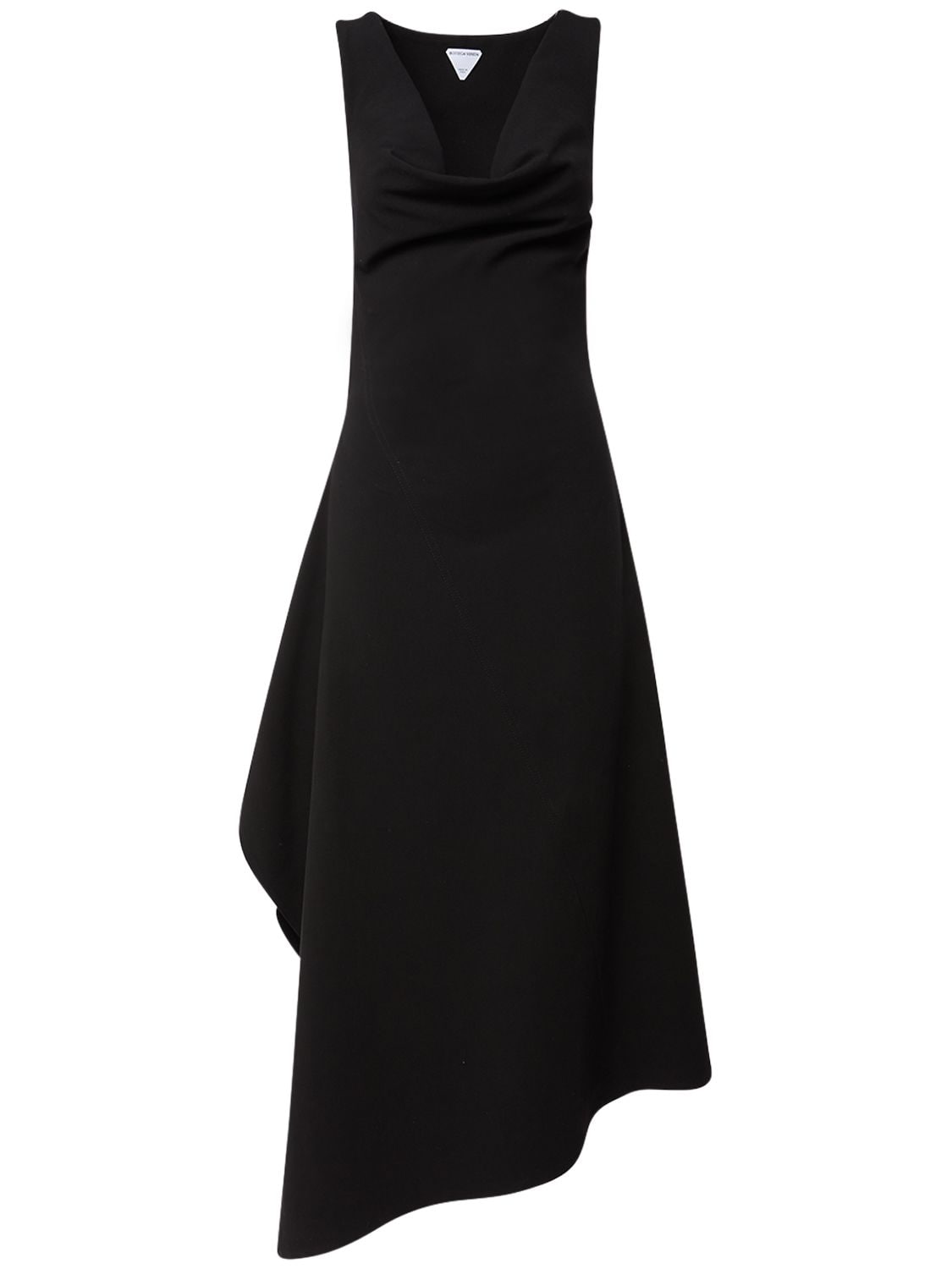 Shop Bottega Veneta Stretch Cotton Canvas Asymmetric Dress In Black