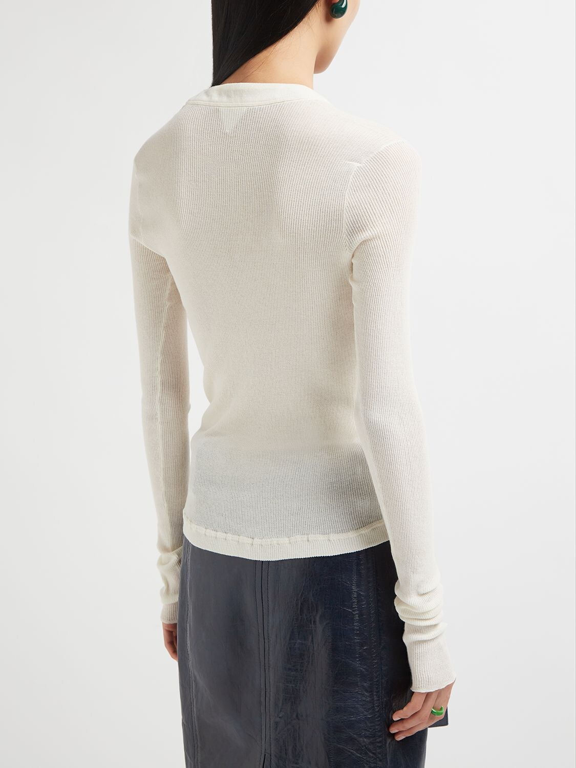 Shop Bottega Veneta Underpinning Light Ribbed Cotton Sweater In Chalk