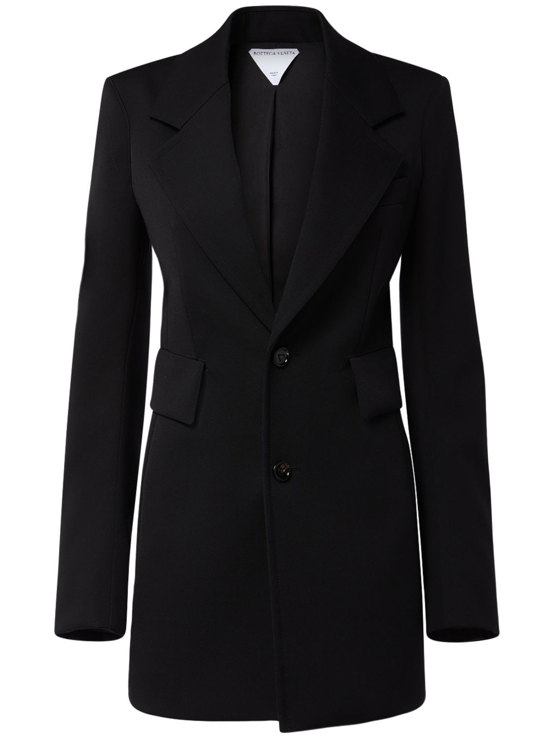 Bottega Veneta Curved Sleeves Light Wool Jacket In Black