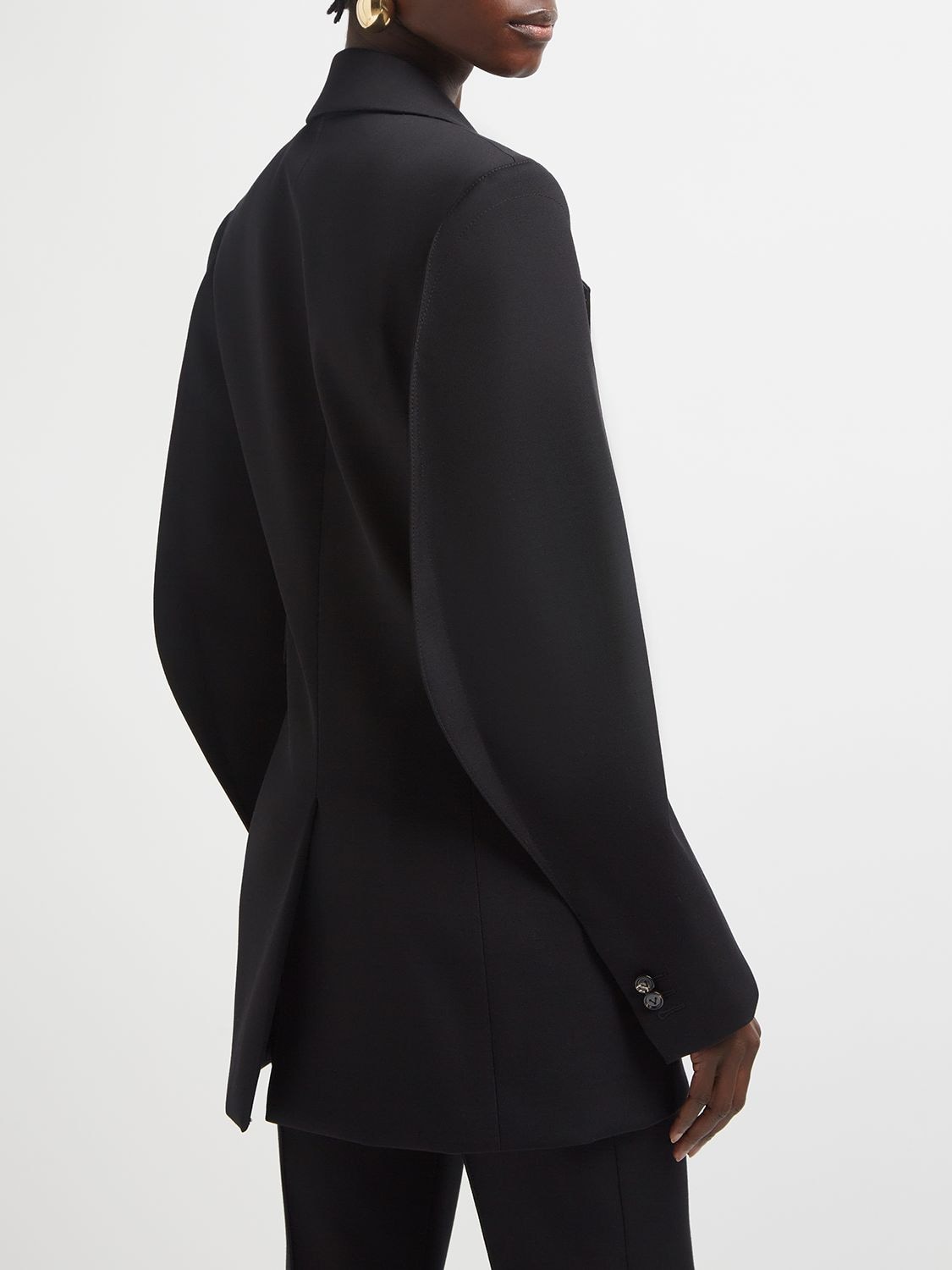 Shop Bottega Veneta Curved Sleeves Light Wool Jacket In Black