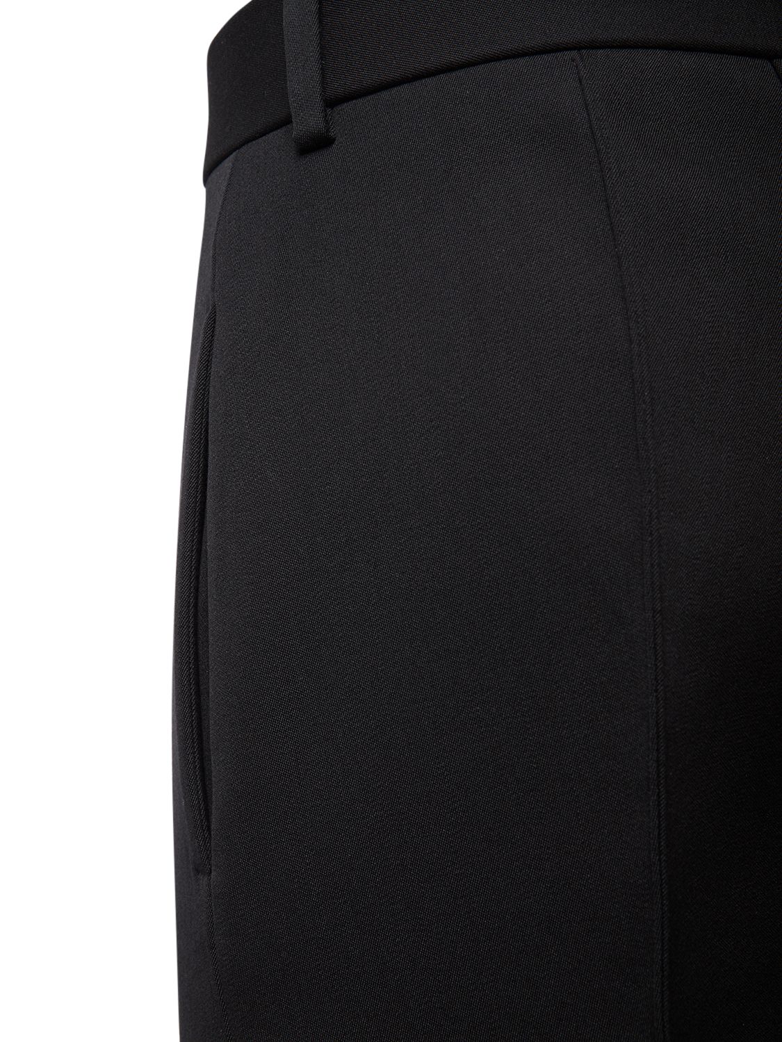 Shop Bottega Veneta Curved Shape Compact Wool Pants In Black
