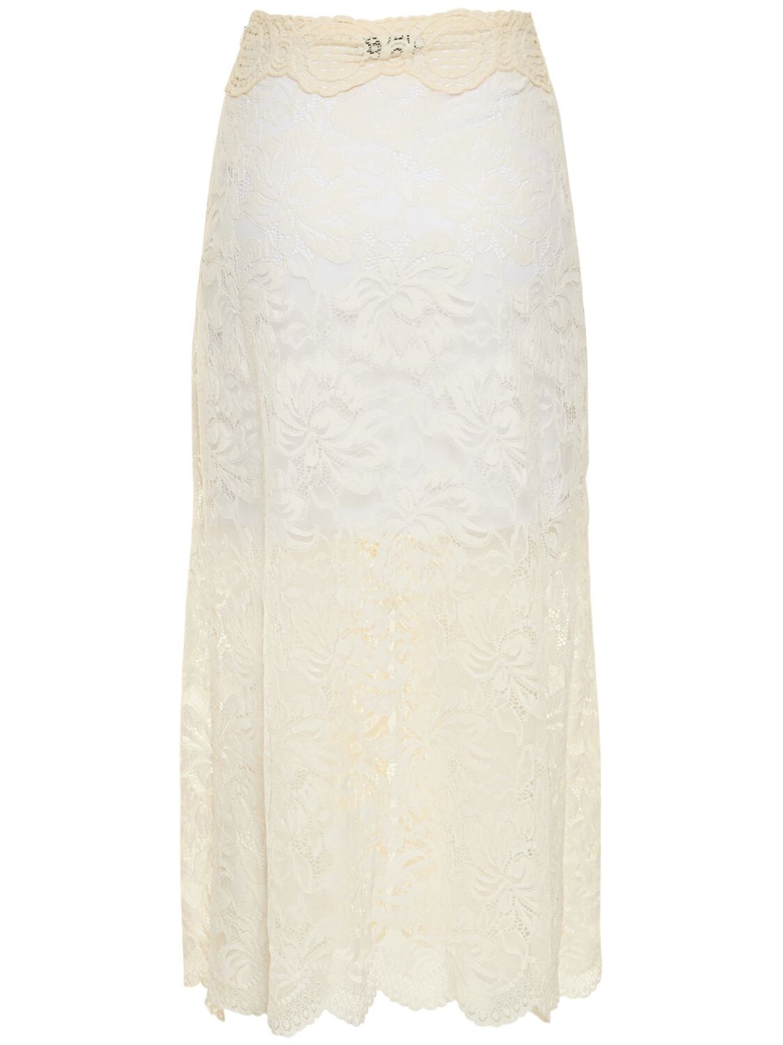 Lace Midi Skirt W/ Buttons