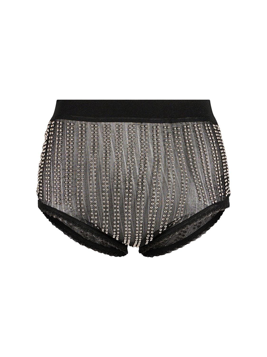 PACO RABANNE SHEER KNIT STUDDED HIGH BRIEFS