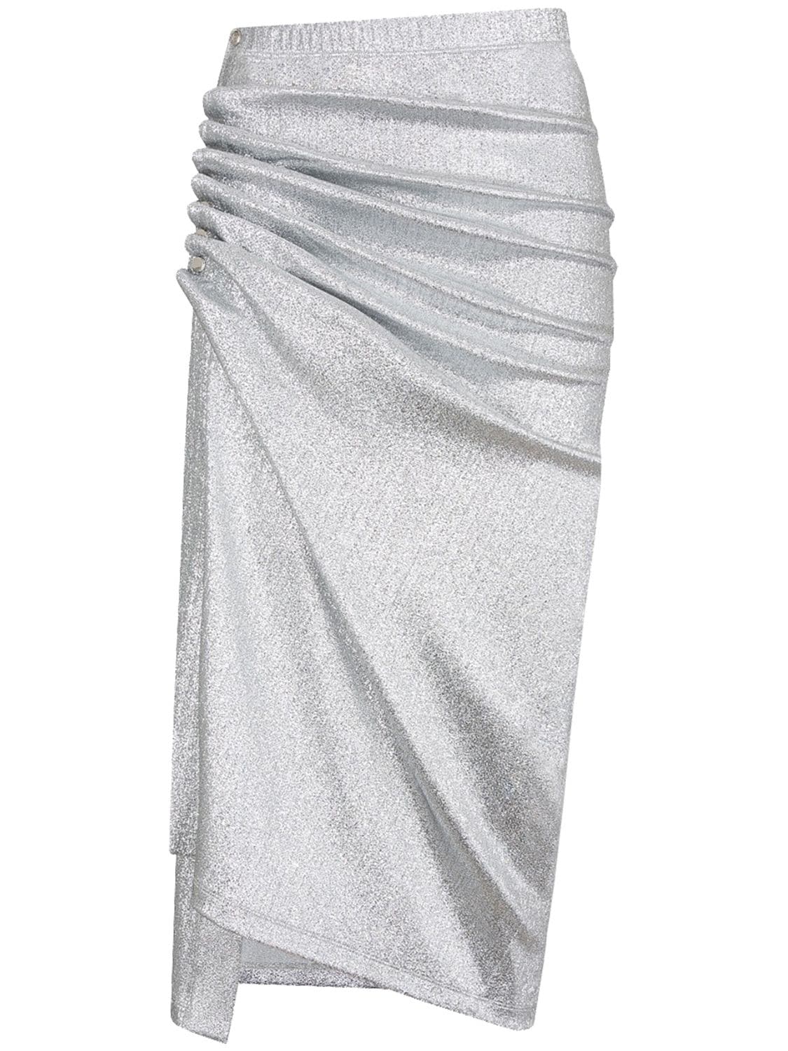 Image of Viscose Jersey Lurex Draped Midi Skirt