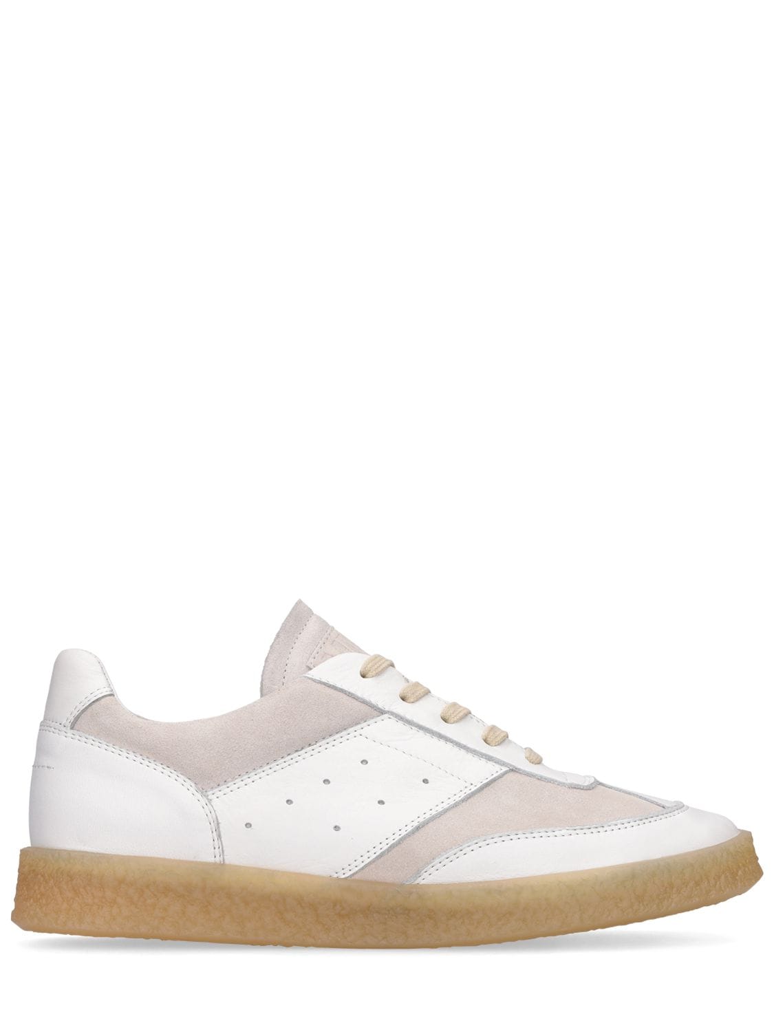 Mm6 Maison Margiela Leather Low Top Trainers In White,grey