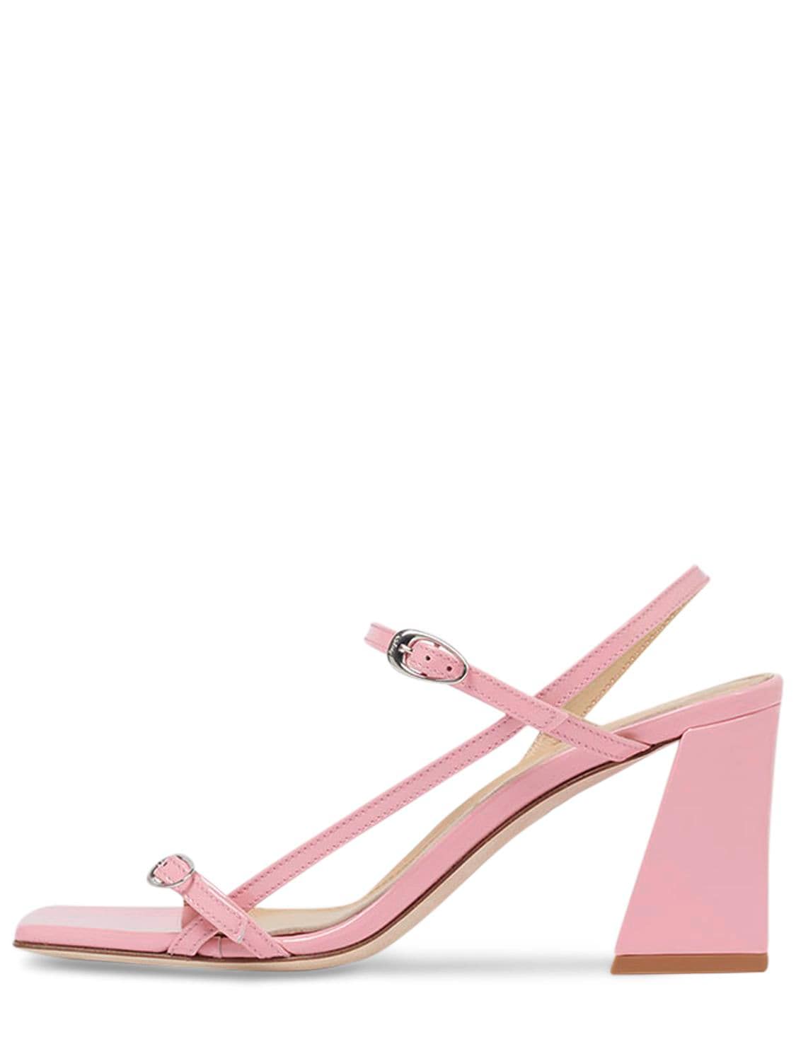 Aeyde 75mm Hilda Patent Leather Sandals In Pink