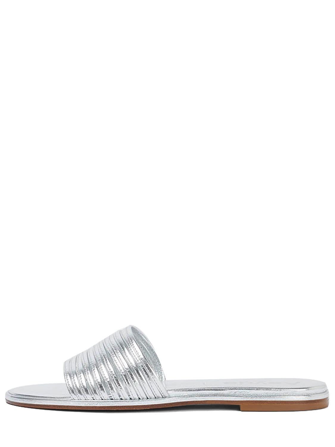 Aeyde 10mm Noa Laminated Leather Flats In Silver