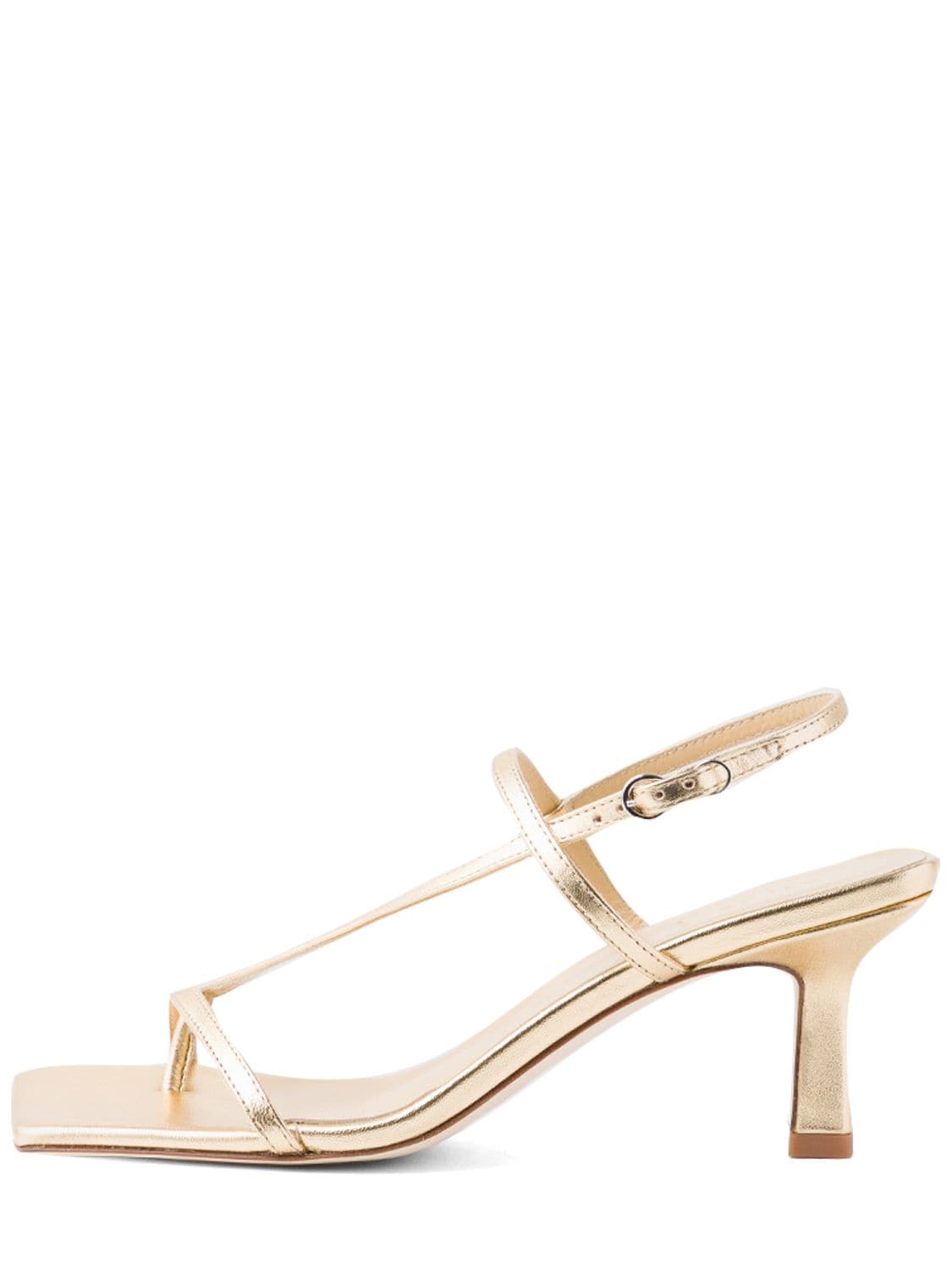 Shop Aeyde 65mm Elise Laminated Leather Sandals In Gold