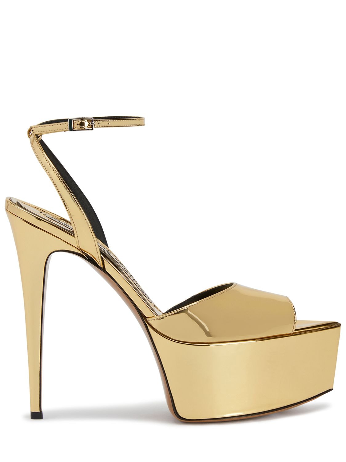 Alexandre Vauthier 150mm Faux Metallic Leather Sandals In Gold