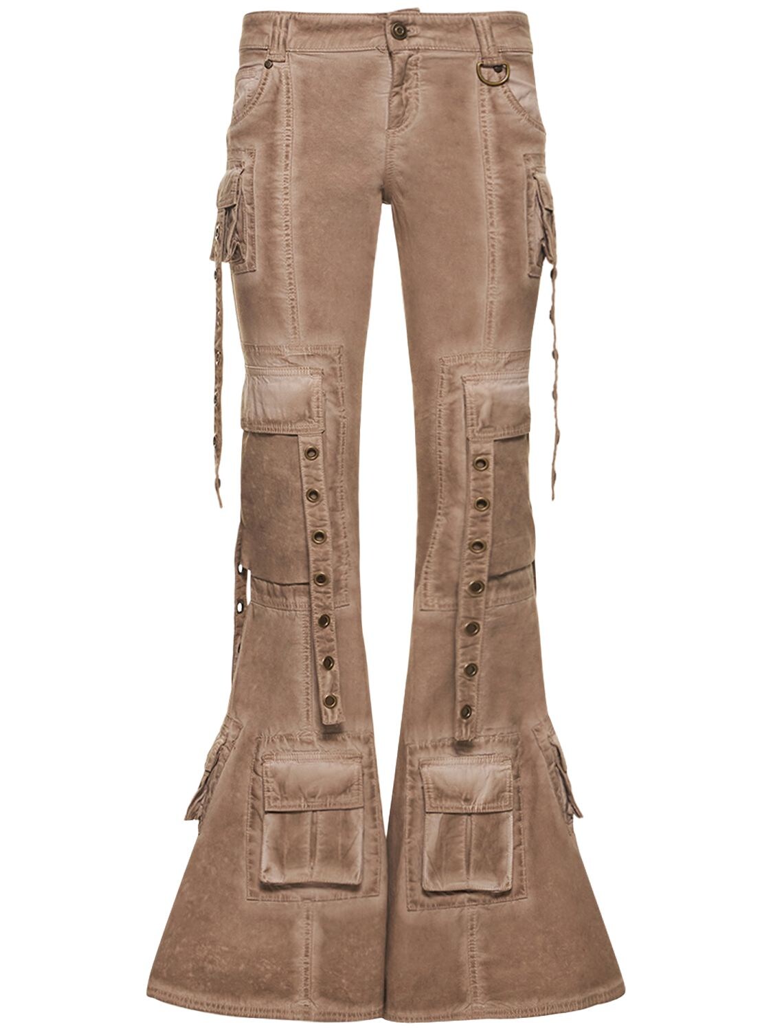 Blumarine Embellished Low-rise Flared Jeans In Brown