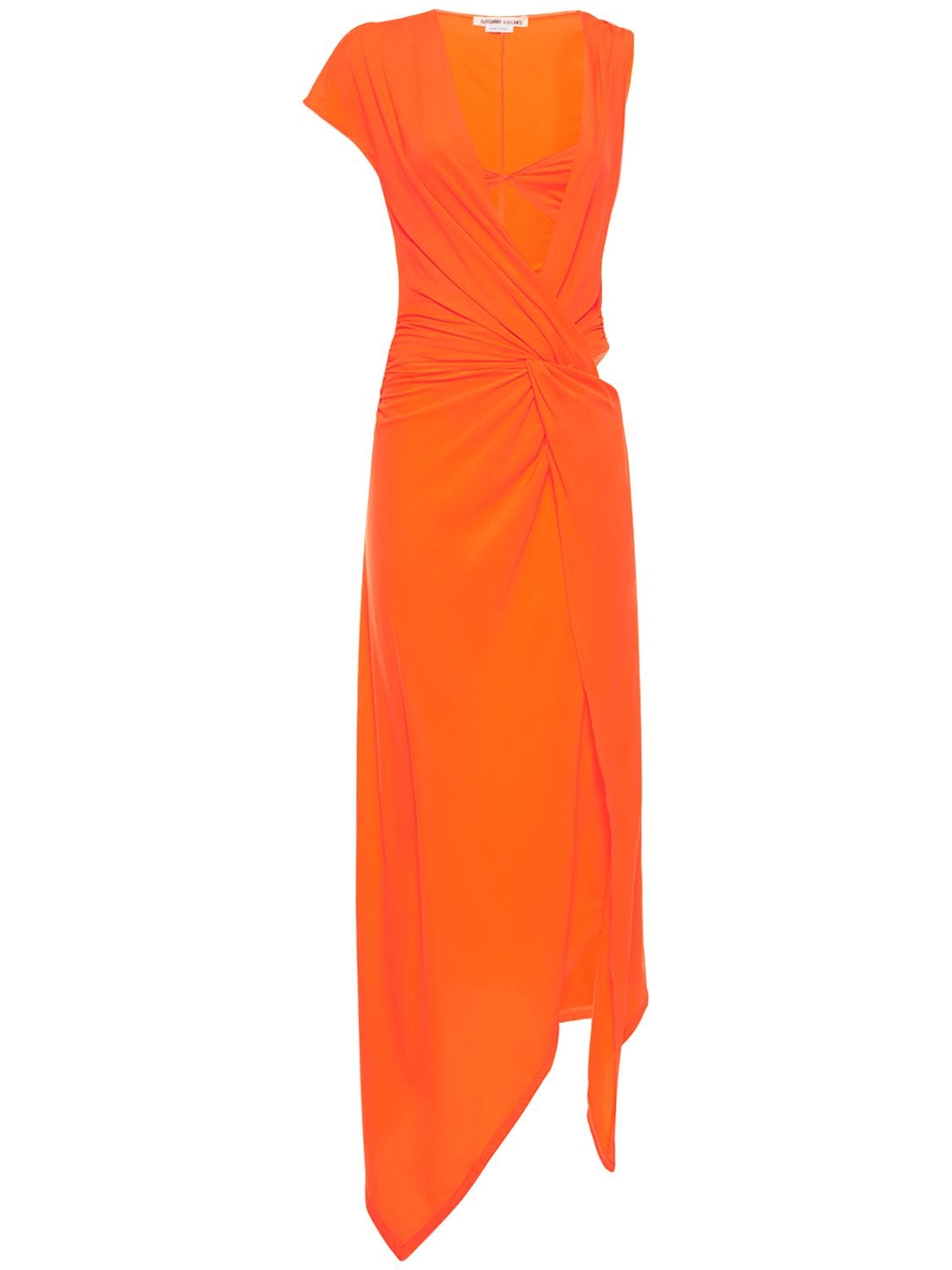 Alessandro Vigilante Knotted Cut Out Jersey Midi Dress In Orange