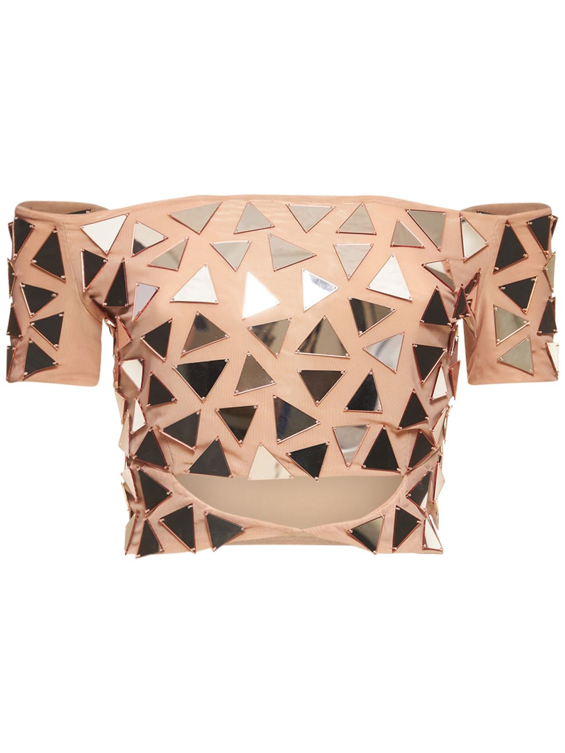 ALESSANDRO VIGILANTE EMBELLISHED CUT OUT JERSEY TOP