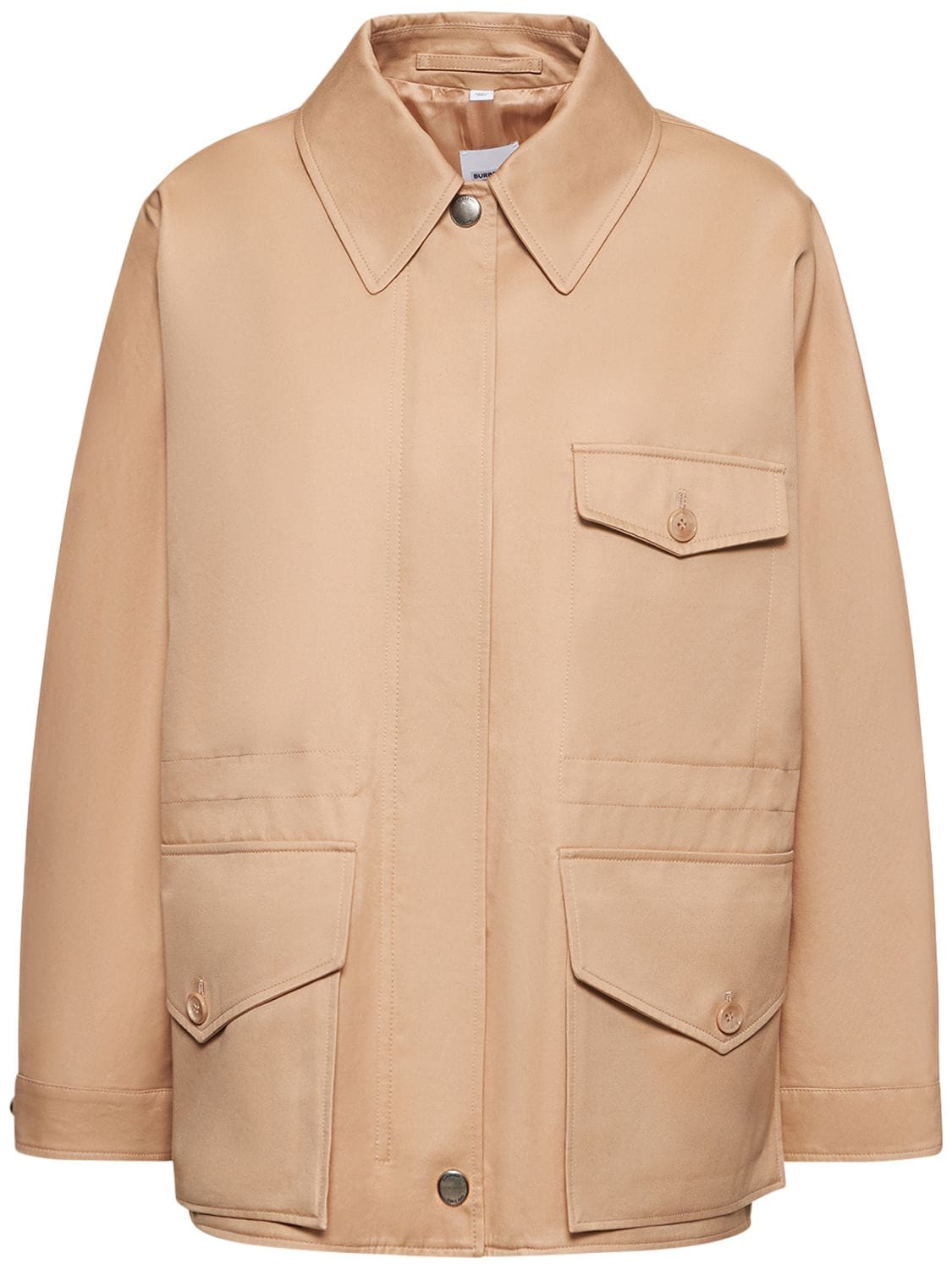 Cotton Gabardine Zip Up Casual Jacket – WOMEN > CLOTHING > JACKETS