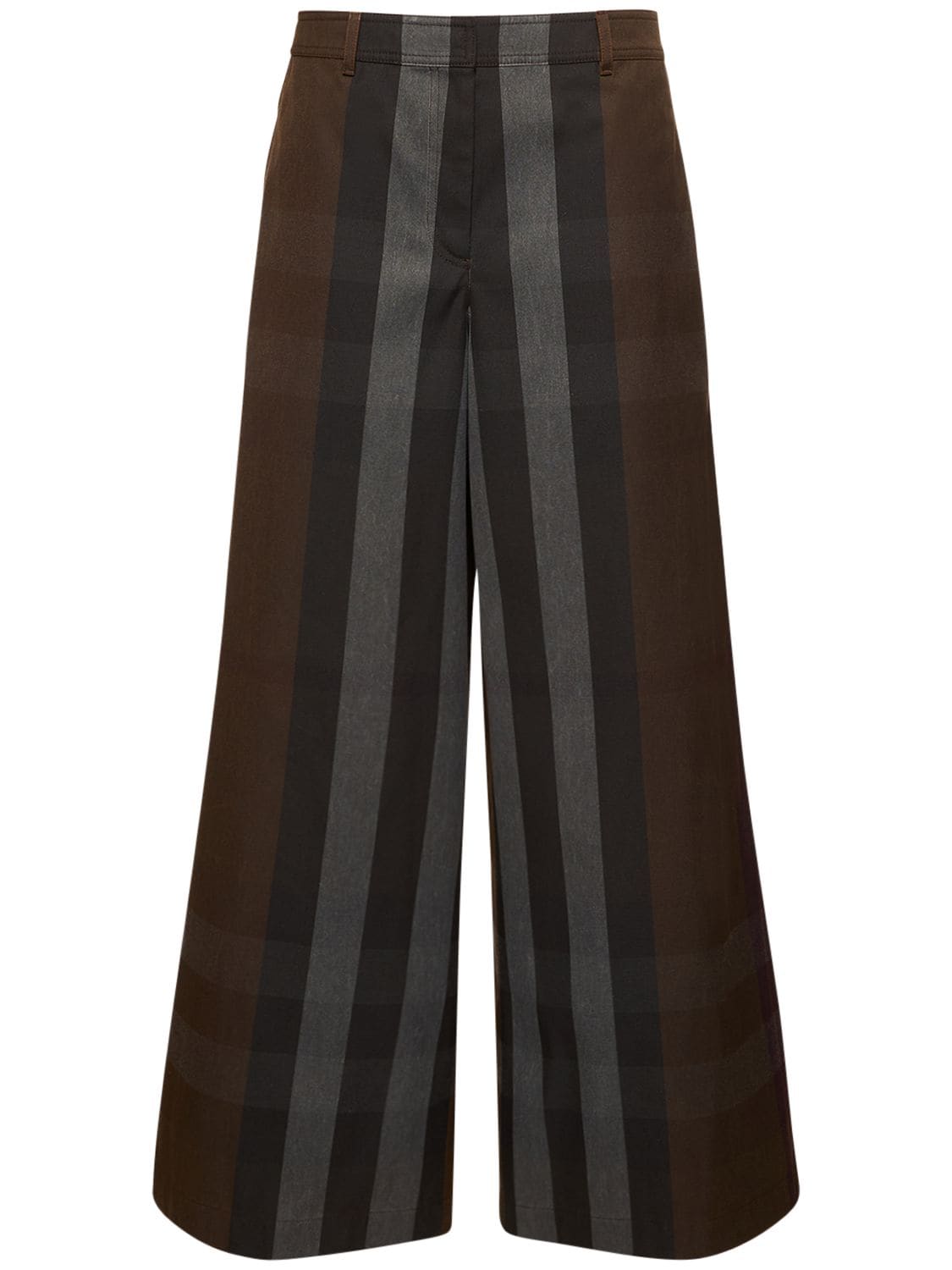 BURBERRY WAXED CHECK PRINT WIDE PANTS W/SIDE FLAP