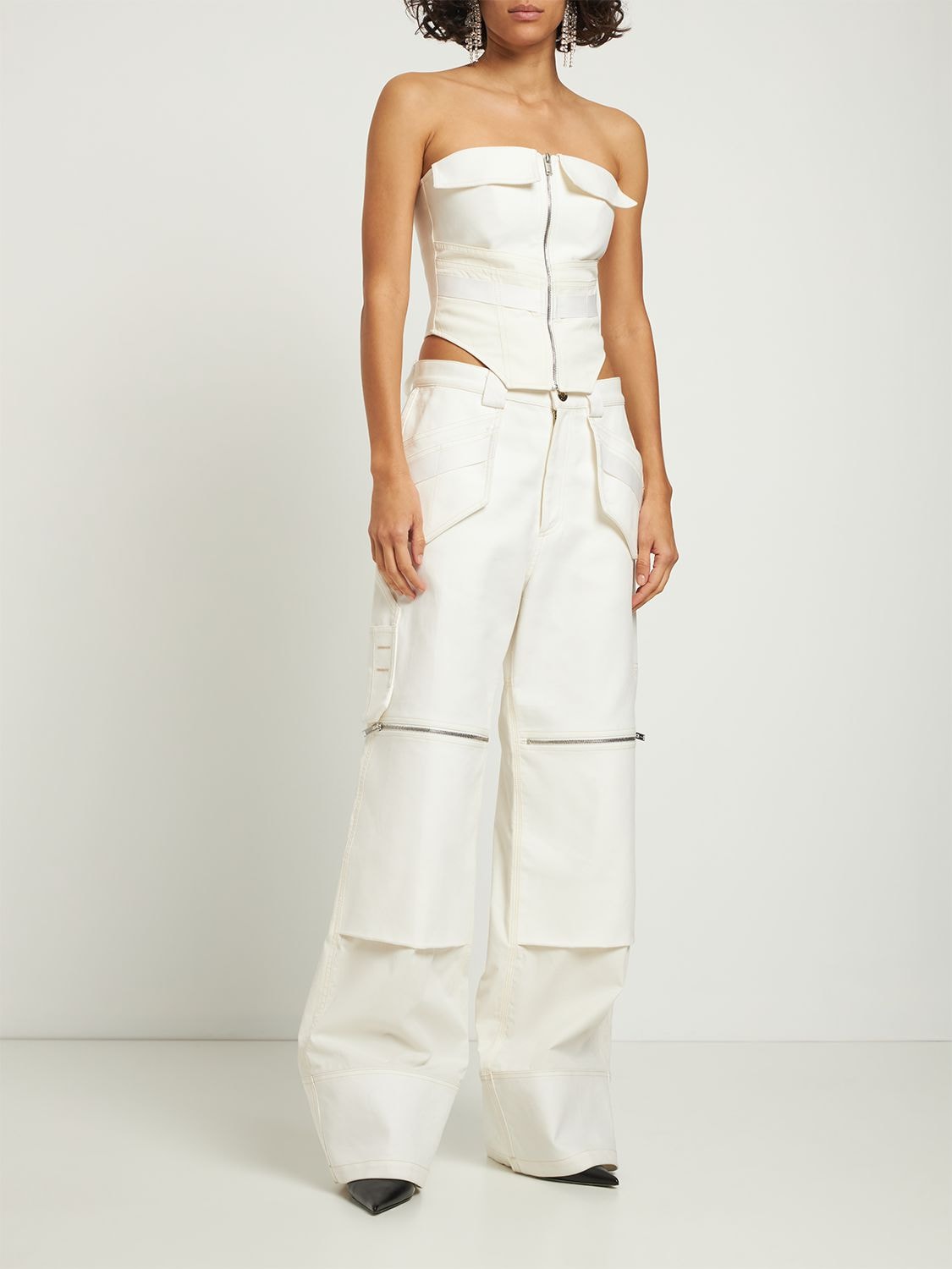 DION LEE ZIP-UP CANVAS CORSET TOP 