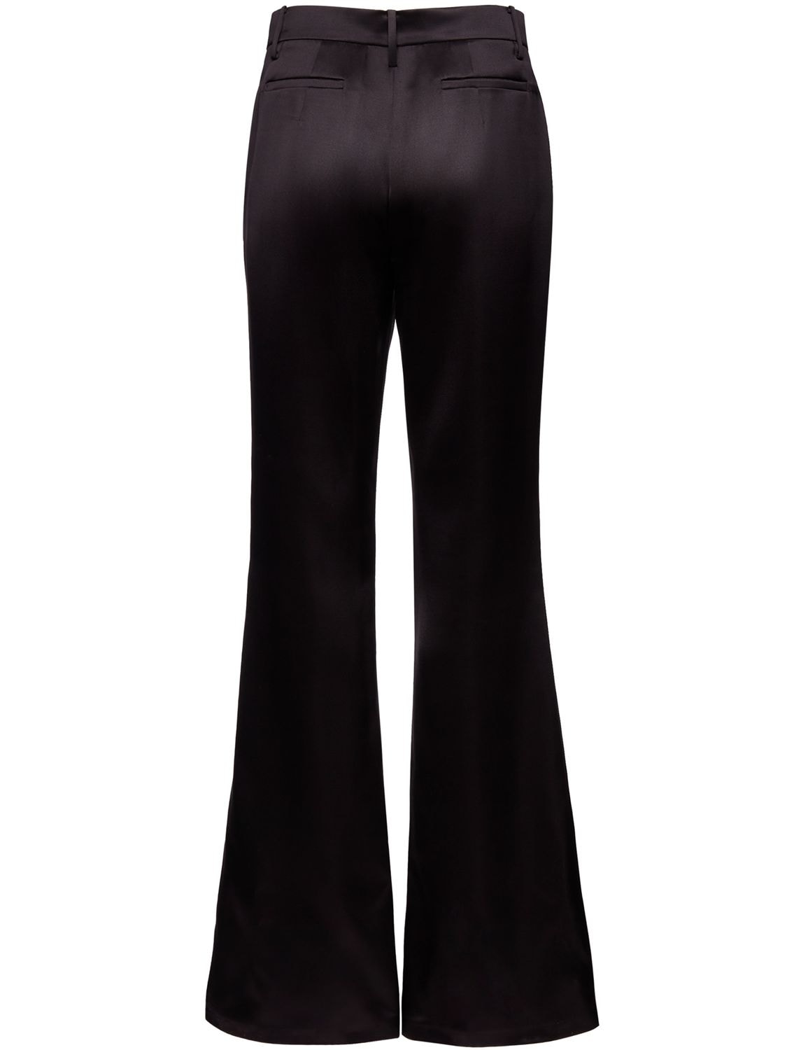 Shop Magda Butrym Flared Wool & Silk Crepe Tuxedo Pants In Black