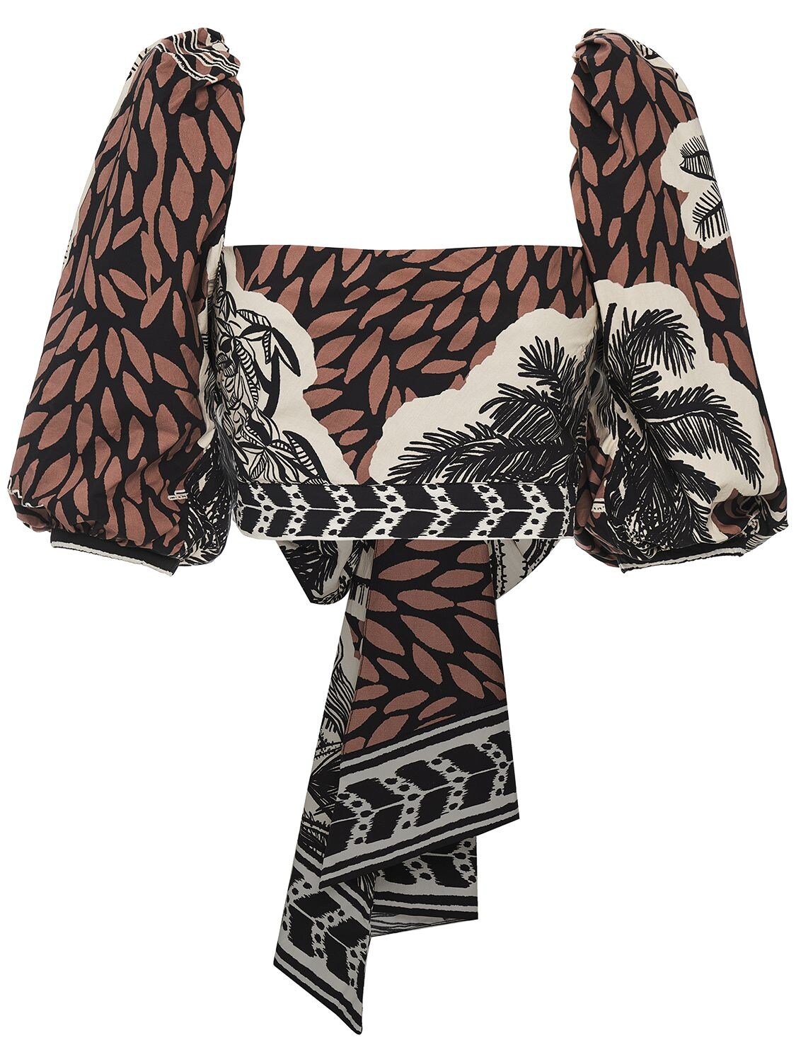 JOHANNA ORTIZ PARAISO NATURAL PRINT POPLIN CROP TOP