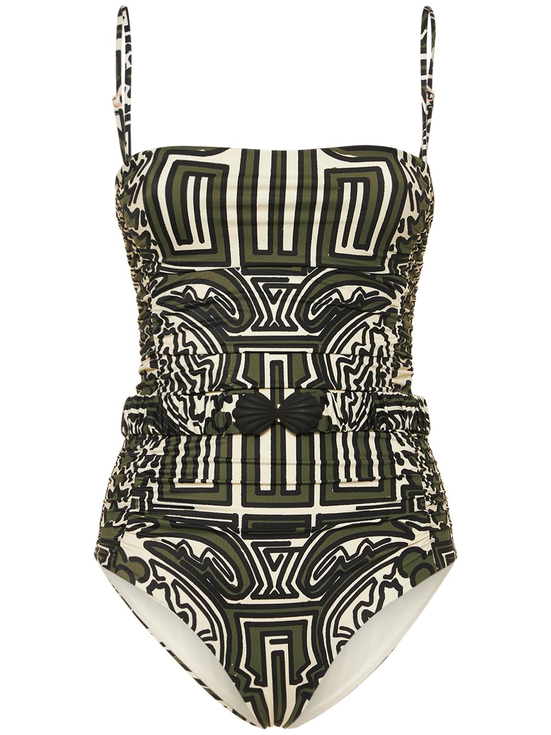 Malecon Printed Onepiece Swimsuit W/belt