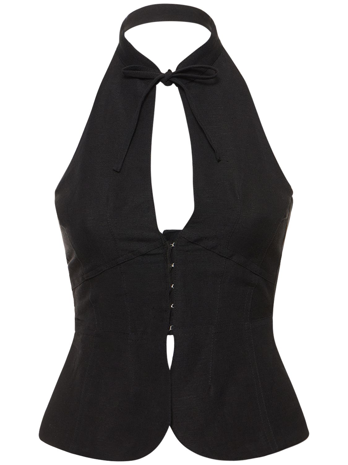 Gimaguas Ring Cotton & Linen Top In Black