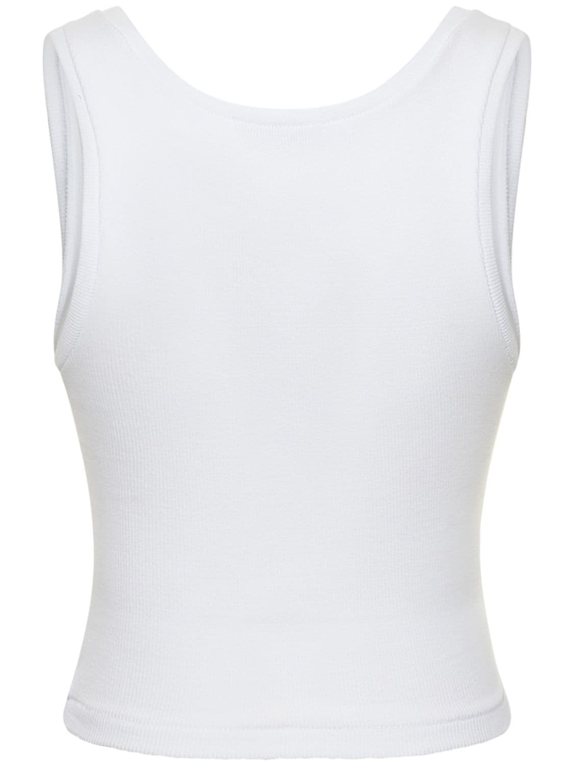 Shop Wardrobe.nyc Scoop Neck Stretch Cotton Tank Top In White