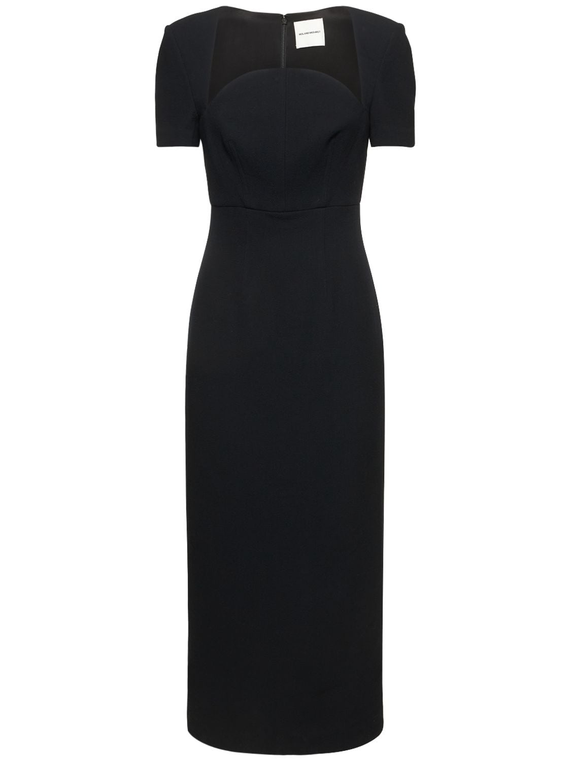 ROLAND MOURET MOON WOOL CREPE MIDI DRESS