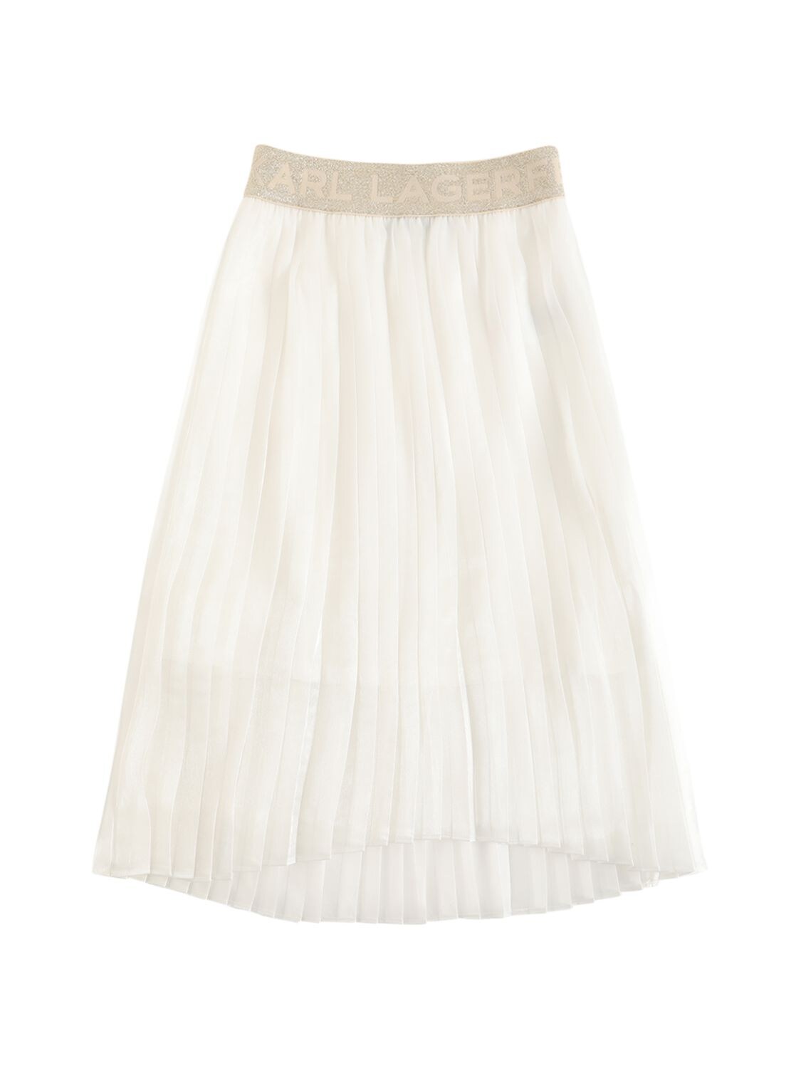 KARL LAGERFELD PLEATED MIDI SKIRT W/ LOGO