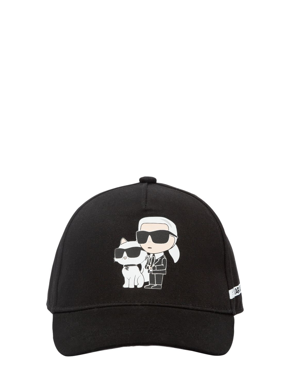 Karl Lagerfeld Kids' Rubberized Print Gabardine Baseball Cap In Black
